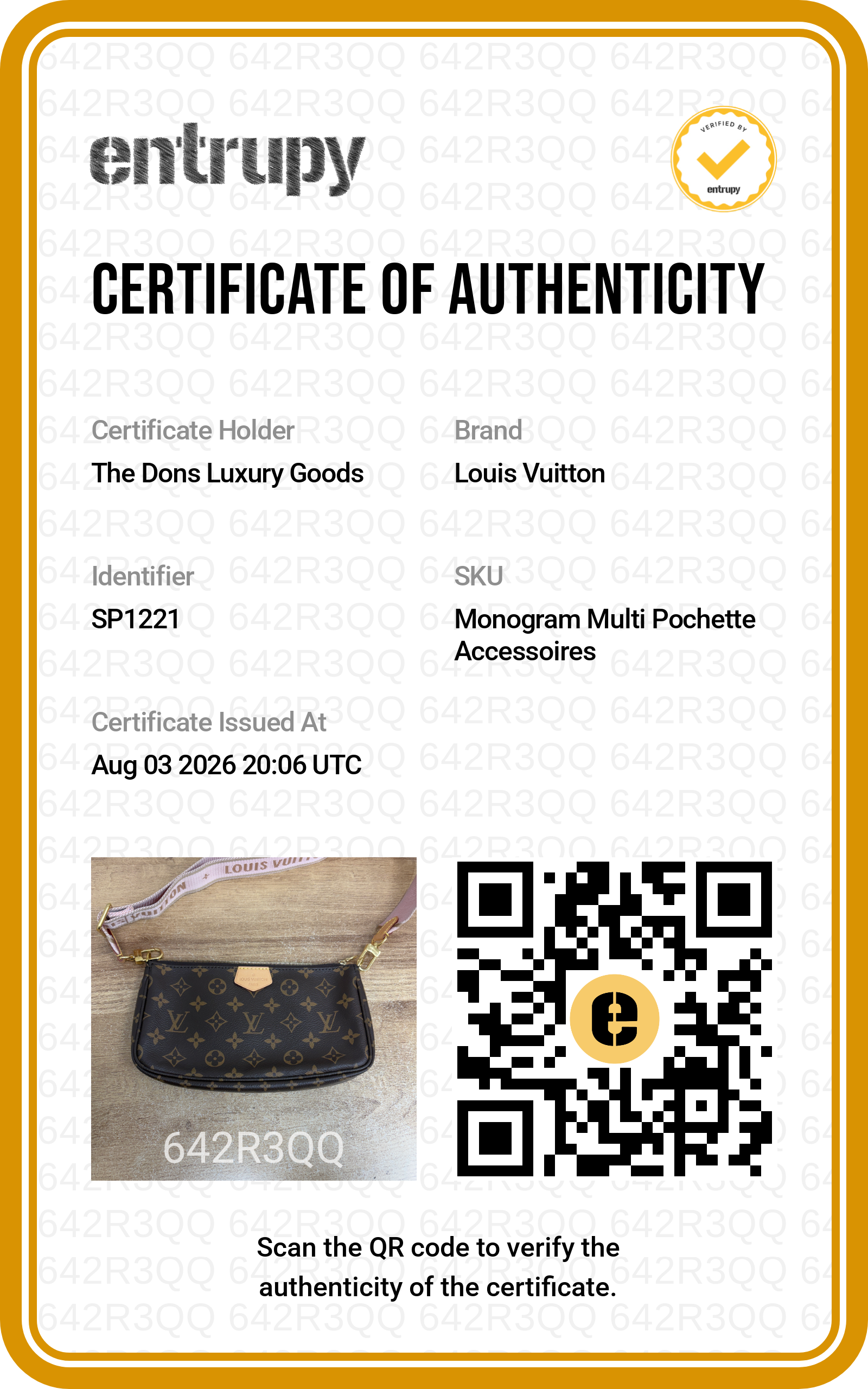 Entrupy certificate