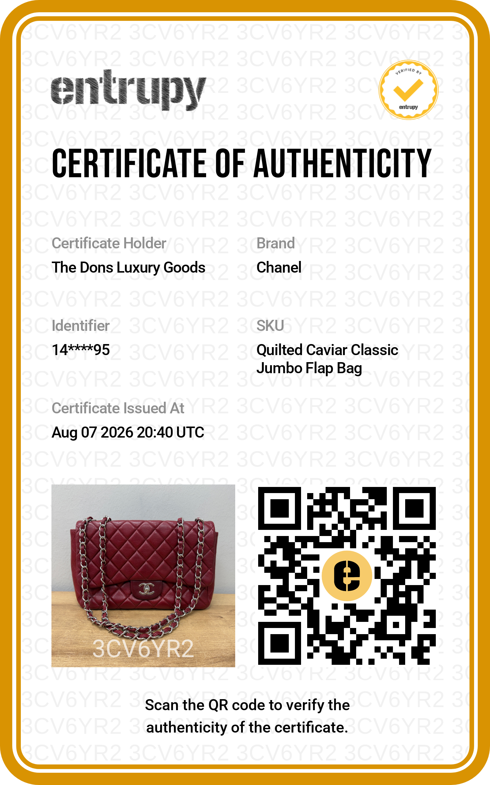 Entrupy certificate