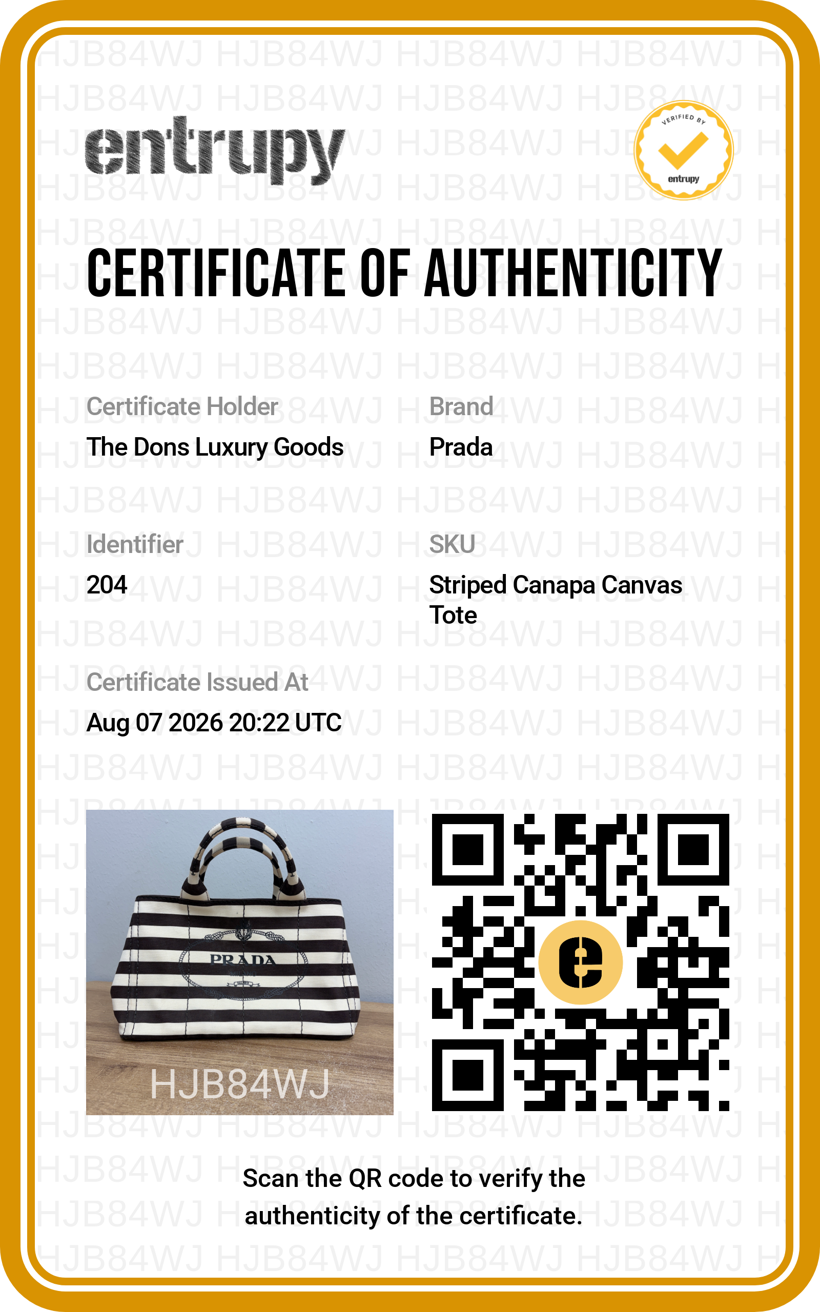 Entrupy certificate