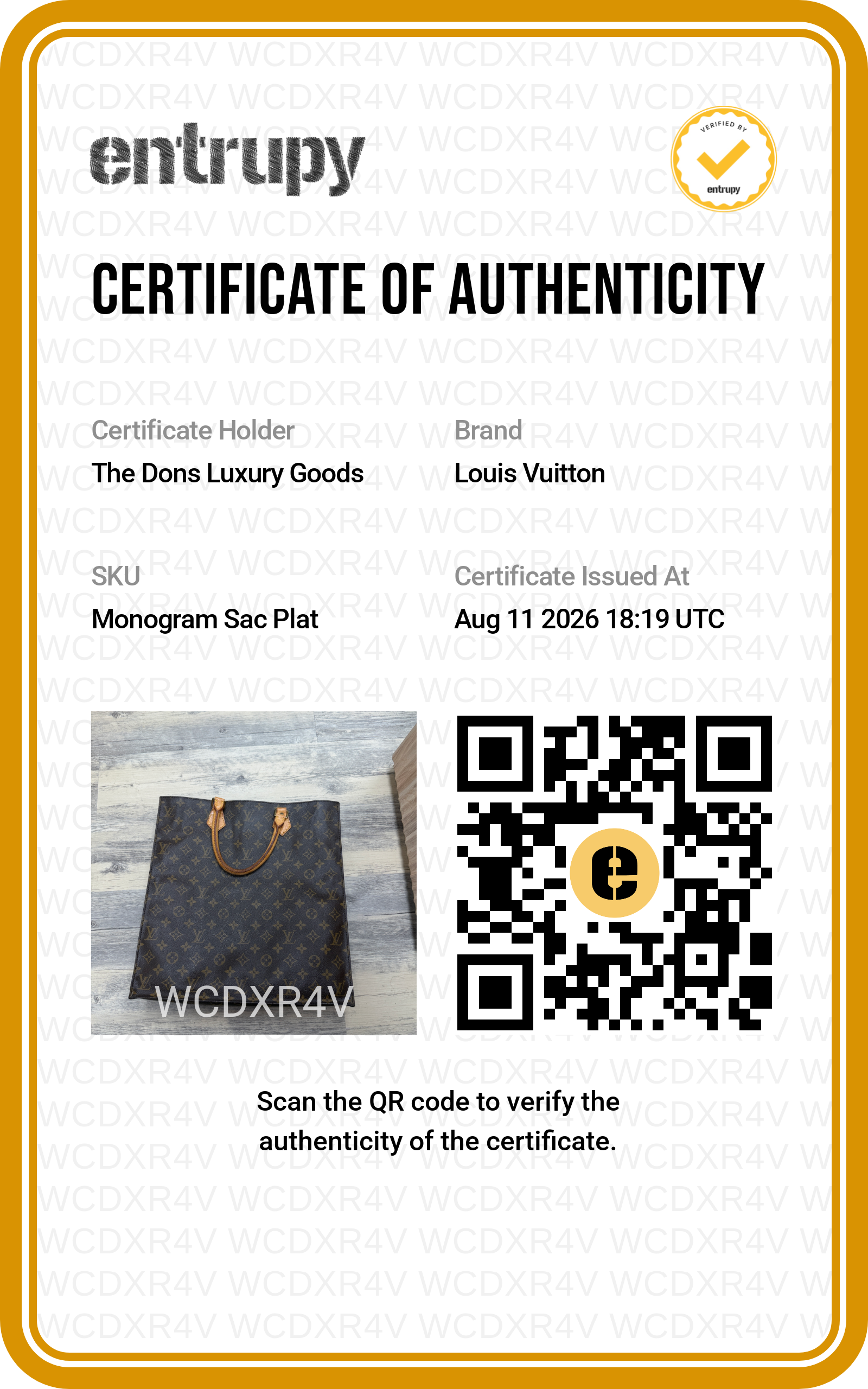 Entrupy certificate