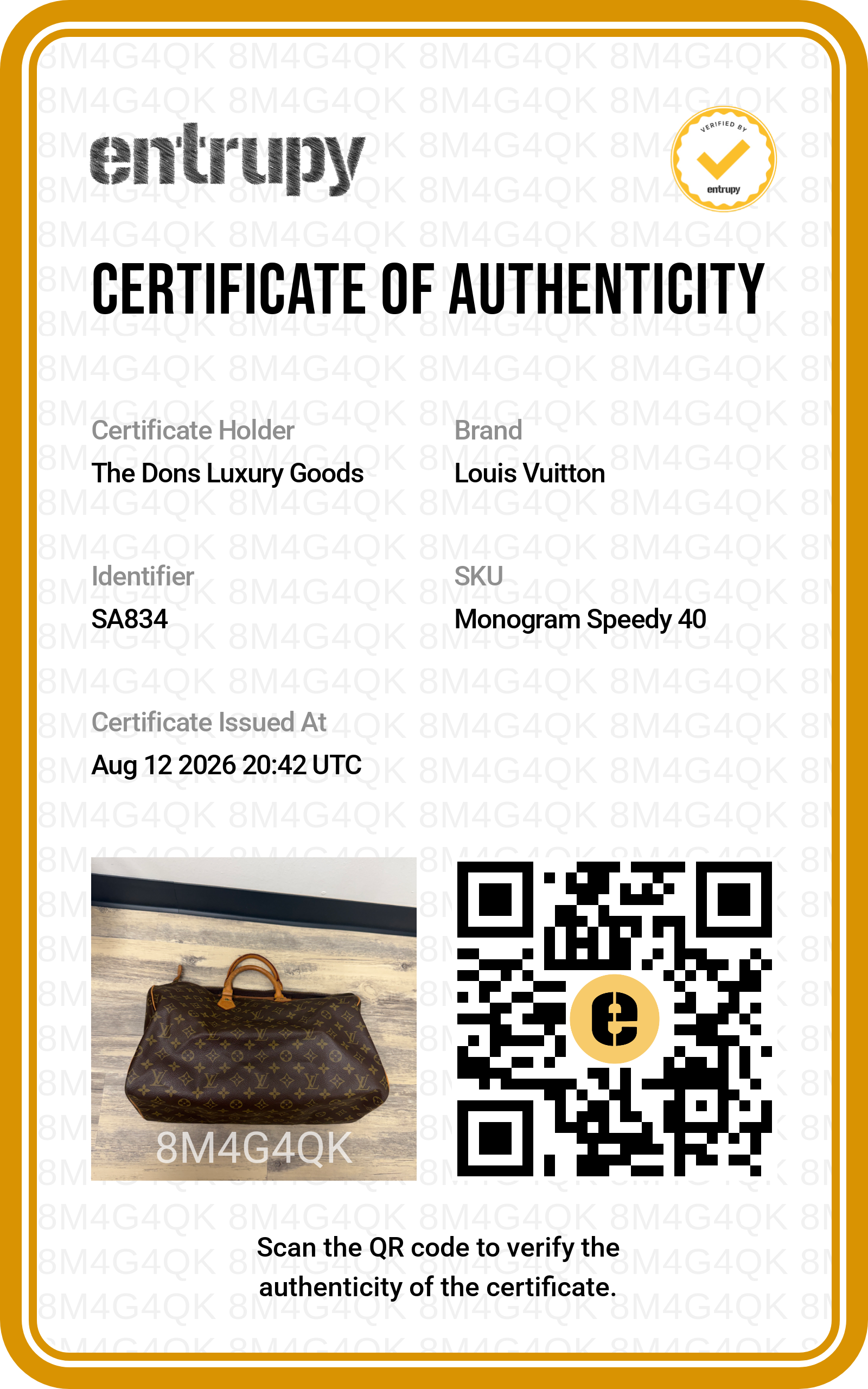Entrupy certificate