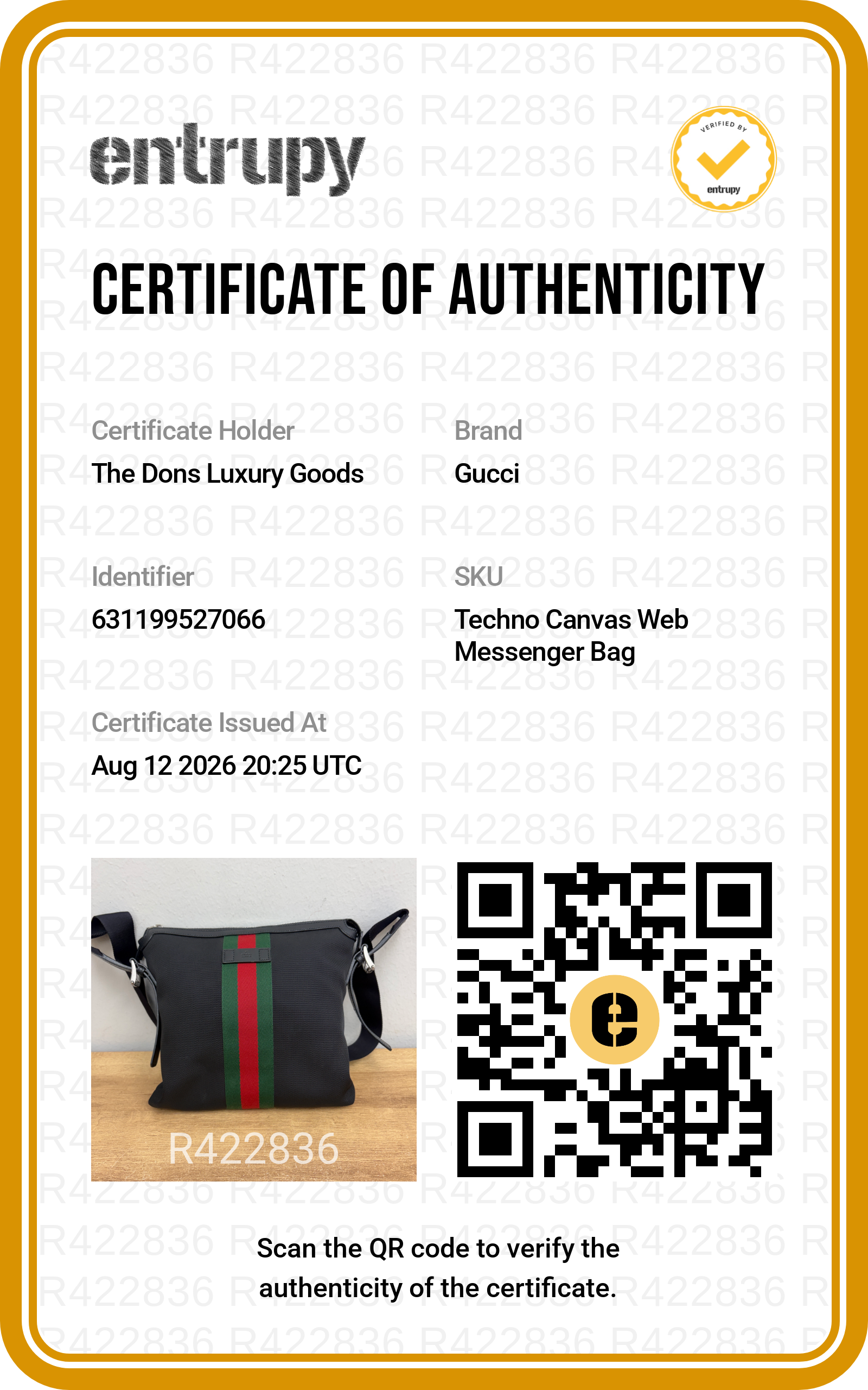 Entrupy certificate