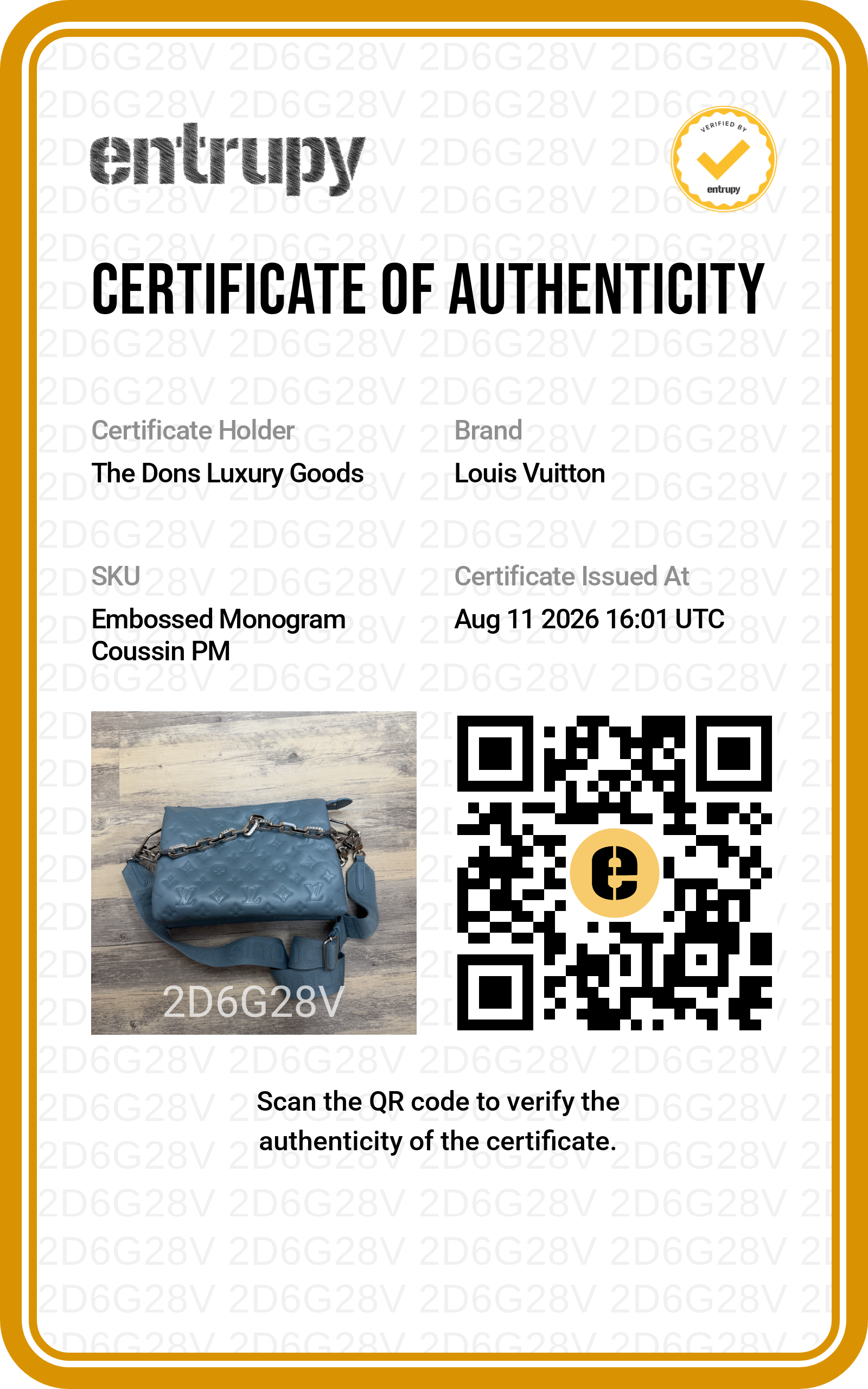 Entrupy certificate