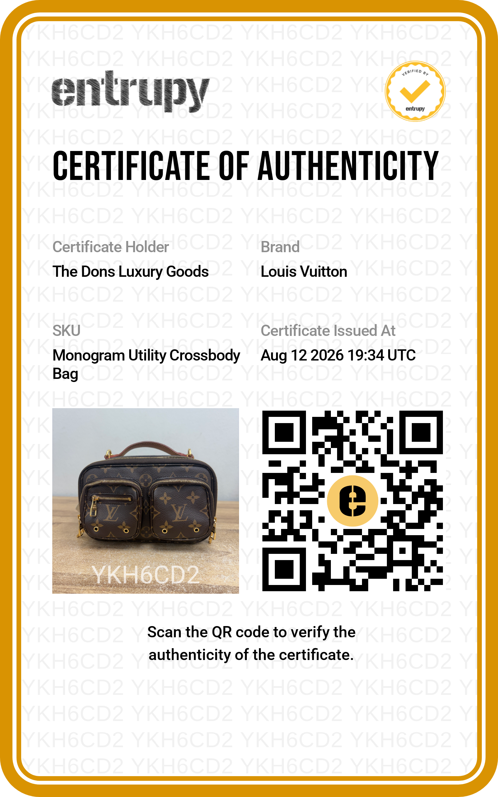 Entrupy certificate