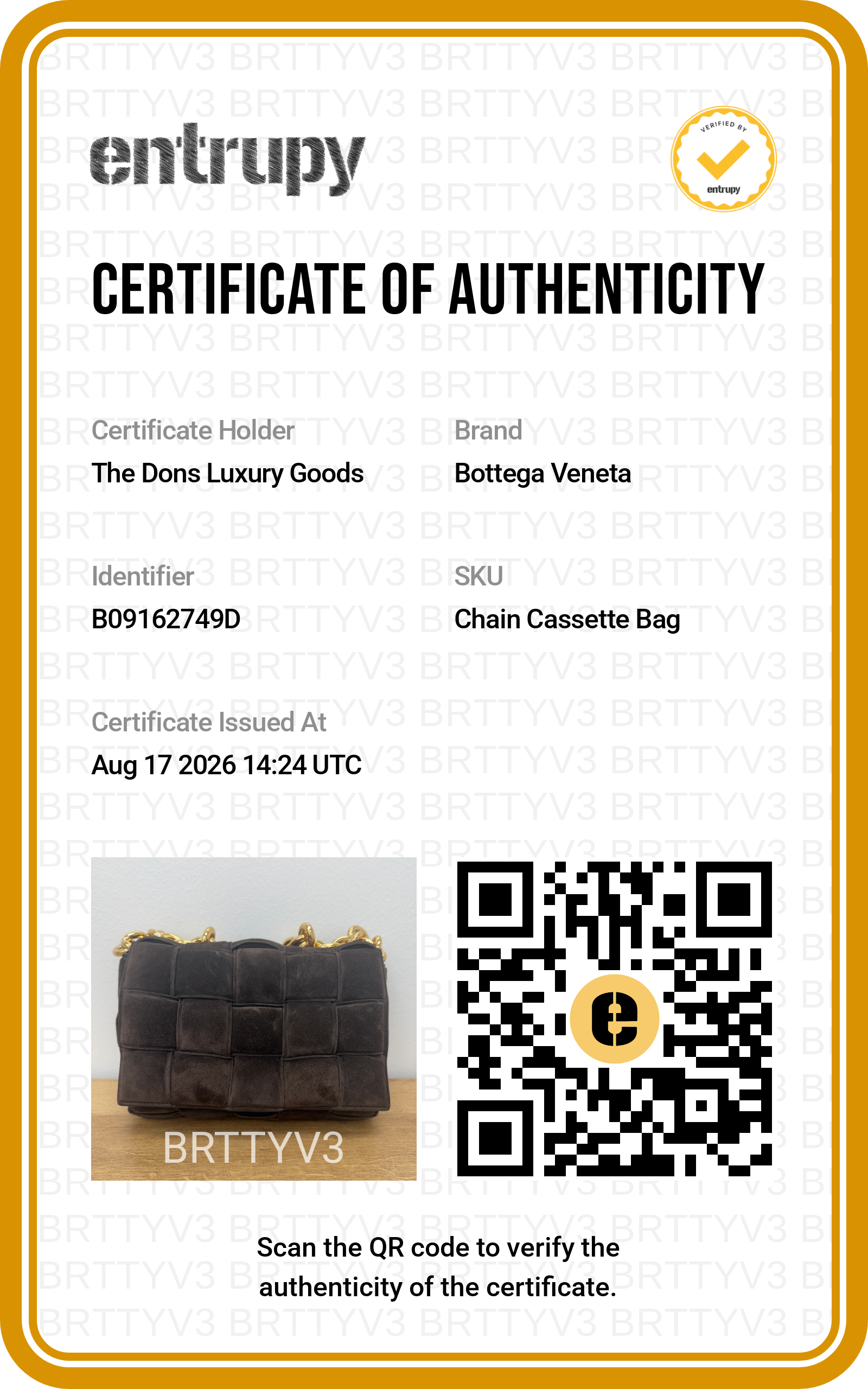 Entrupy certificate