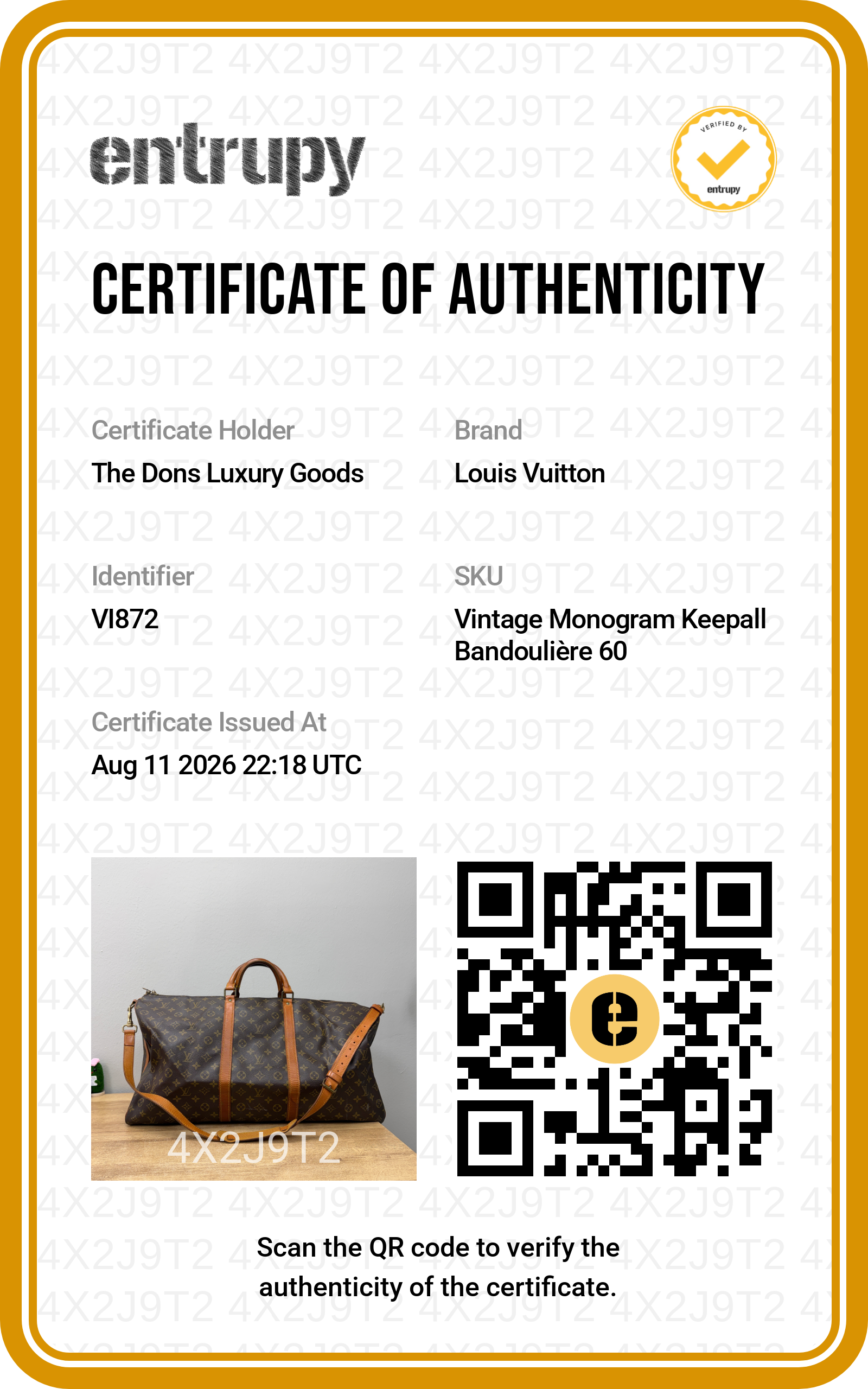 Entrupy certificate