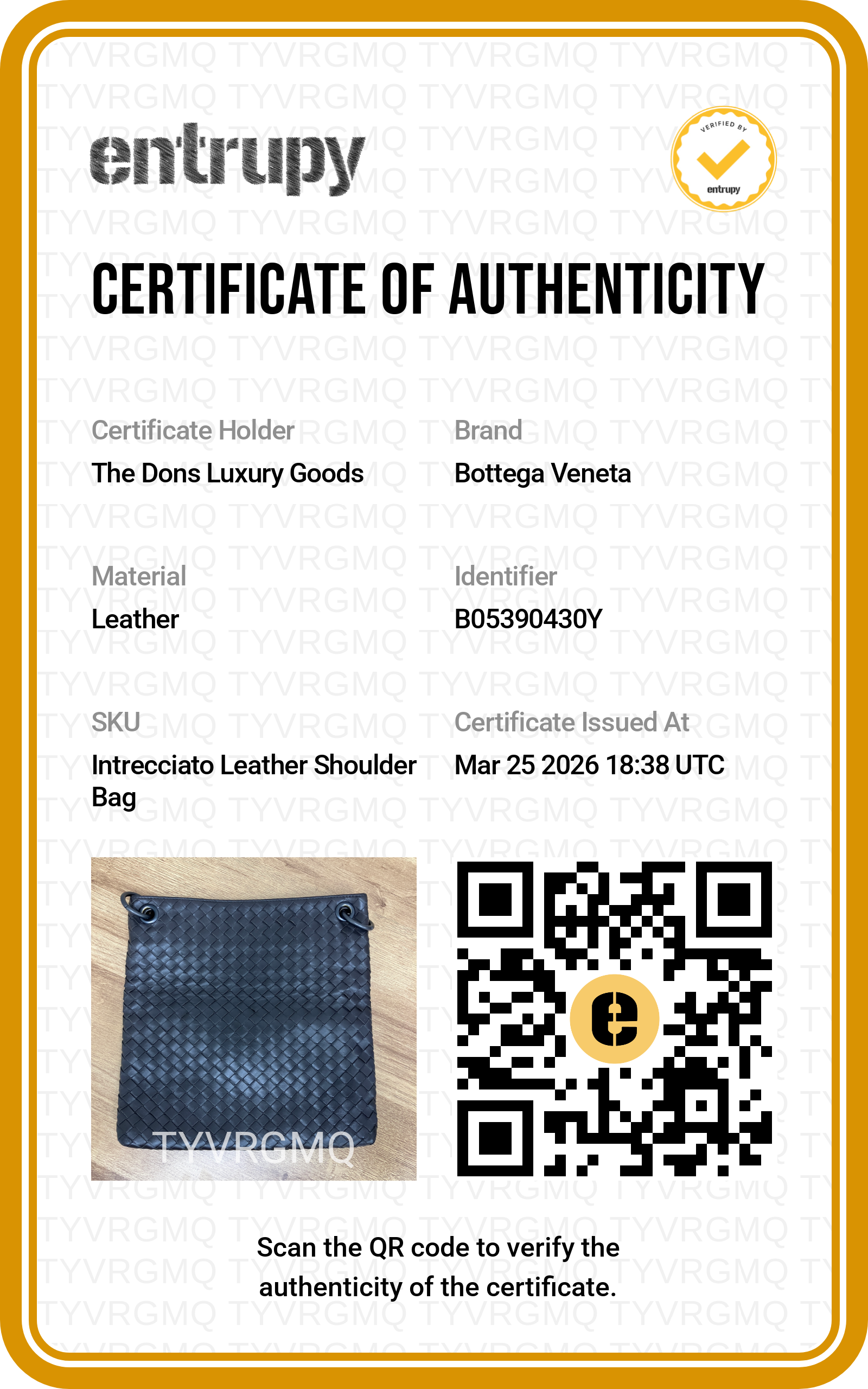Entrupy certificate