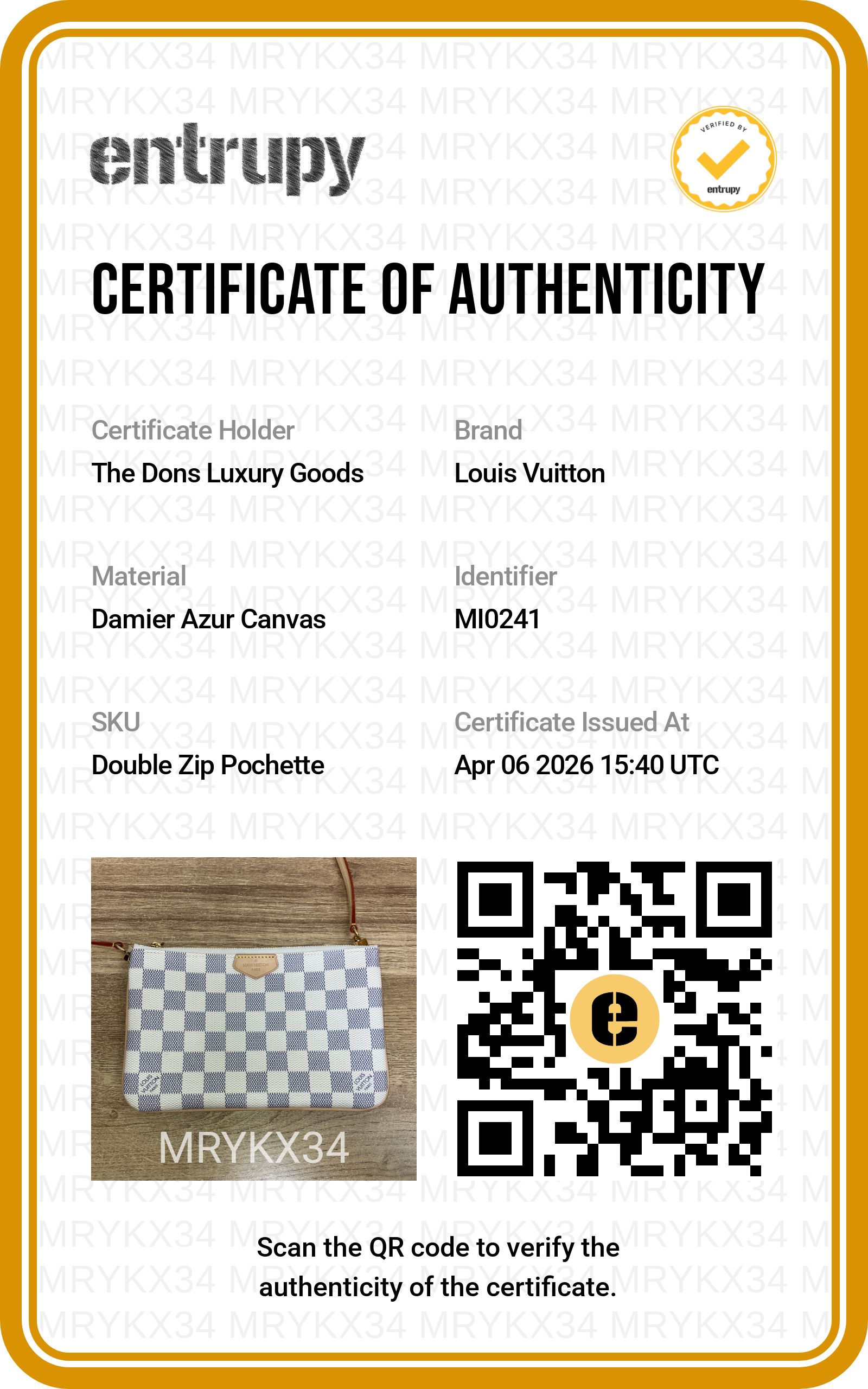 Entrupy certificate
