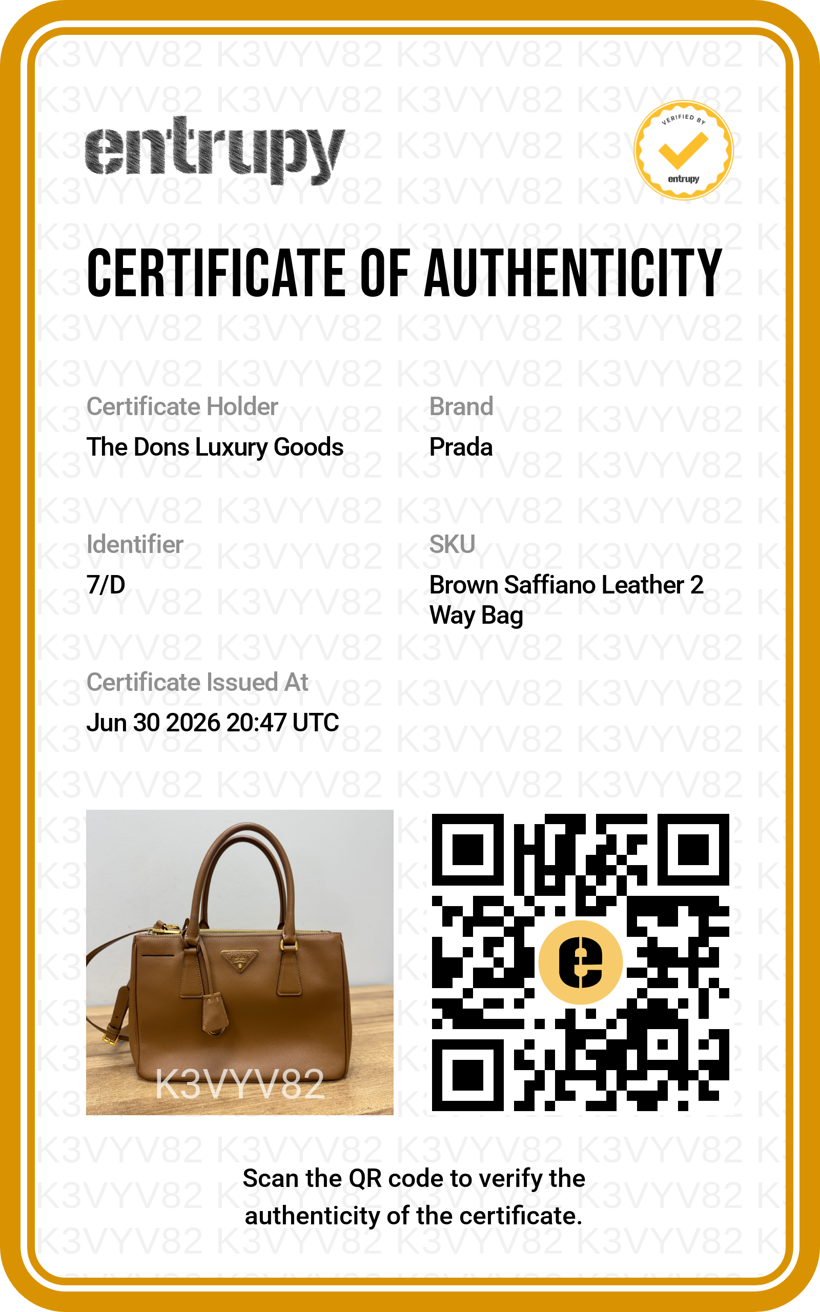 Entrupy certificate