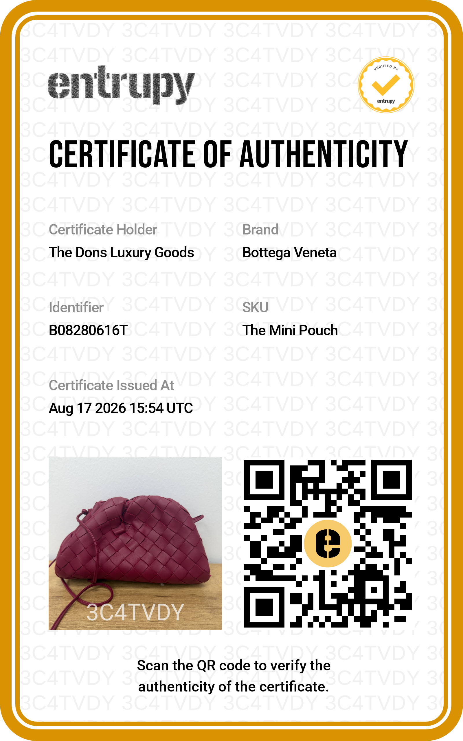 Entrupy certificate