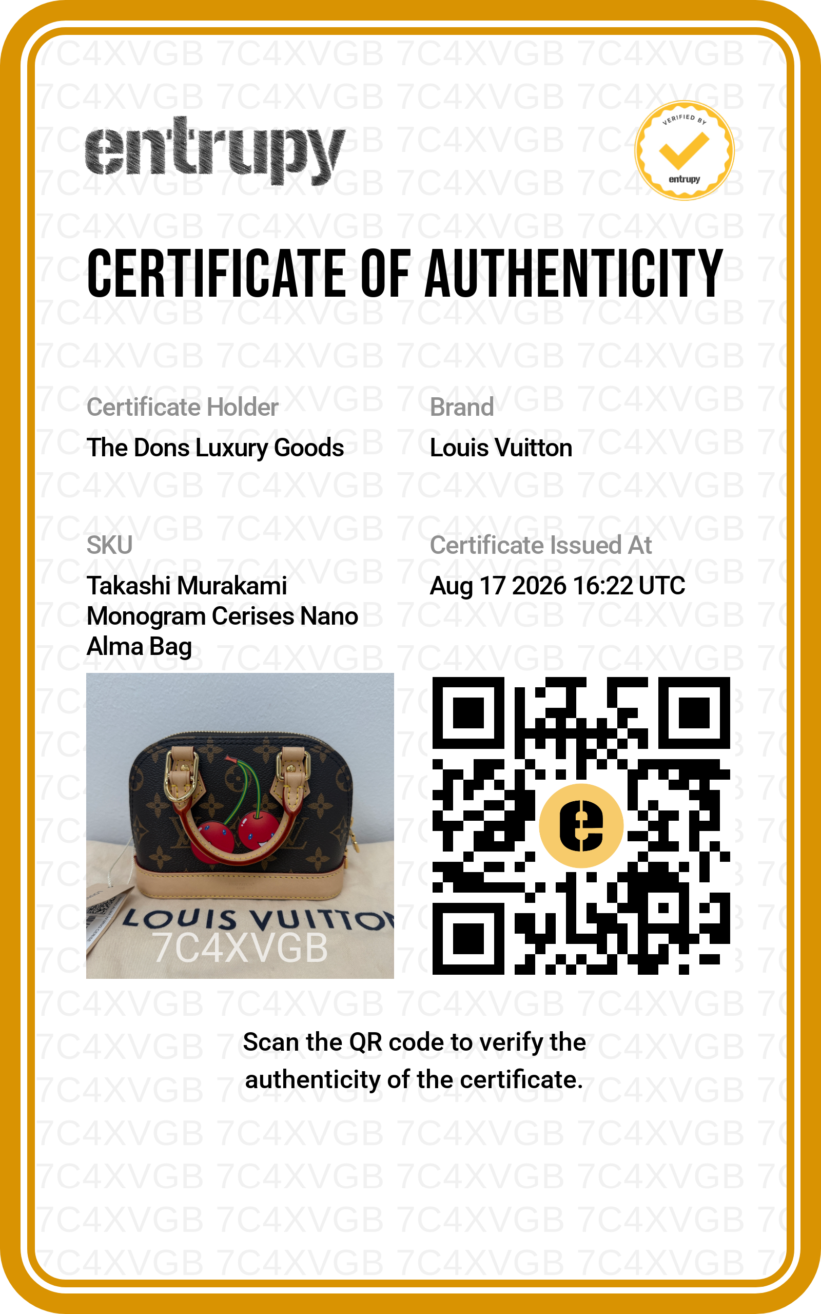 Entrupy certificate