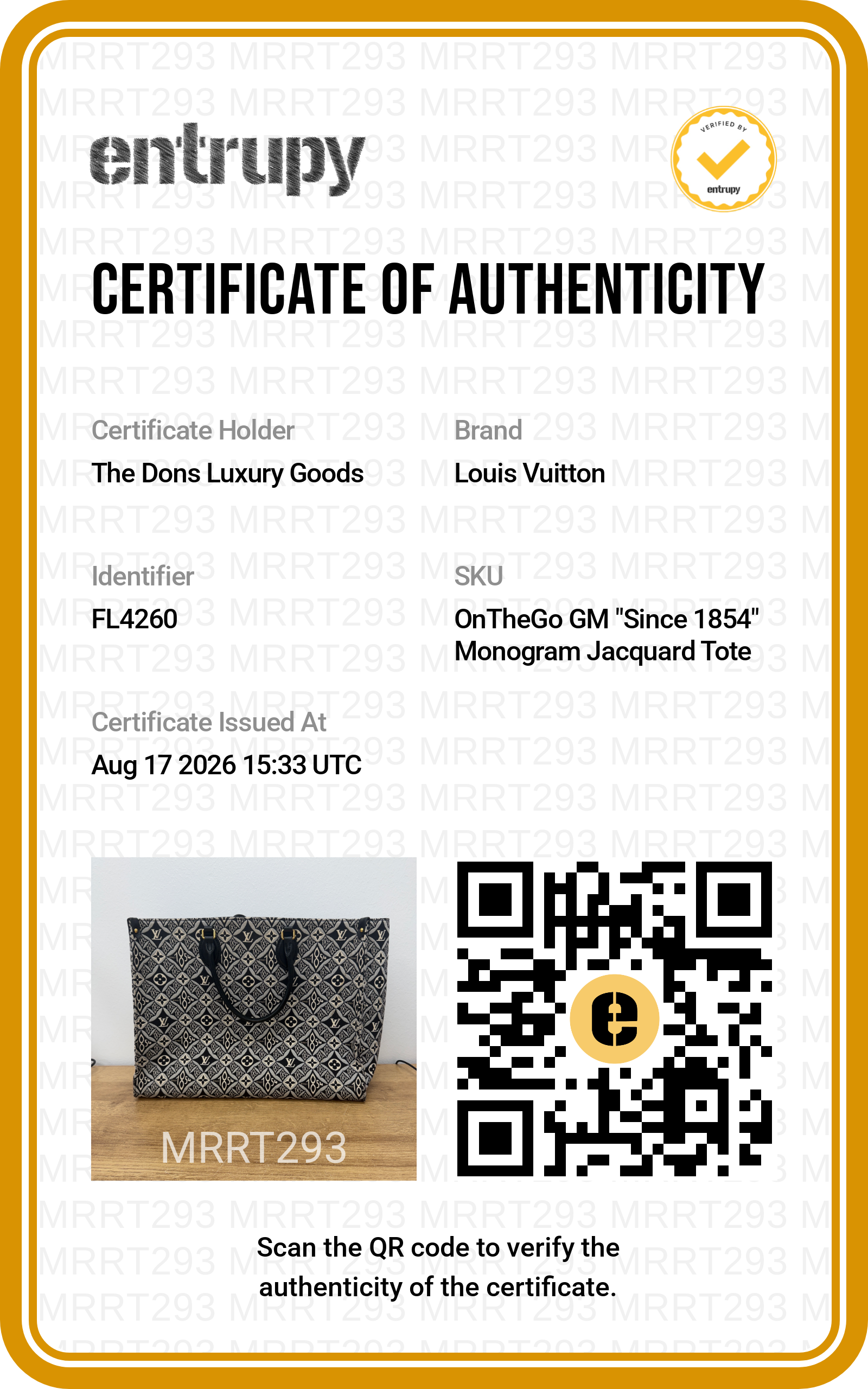 Entrupy certificate