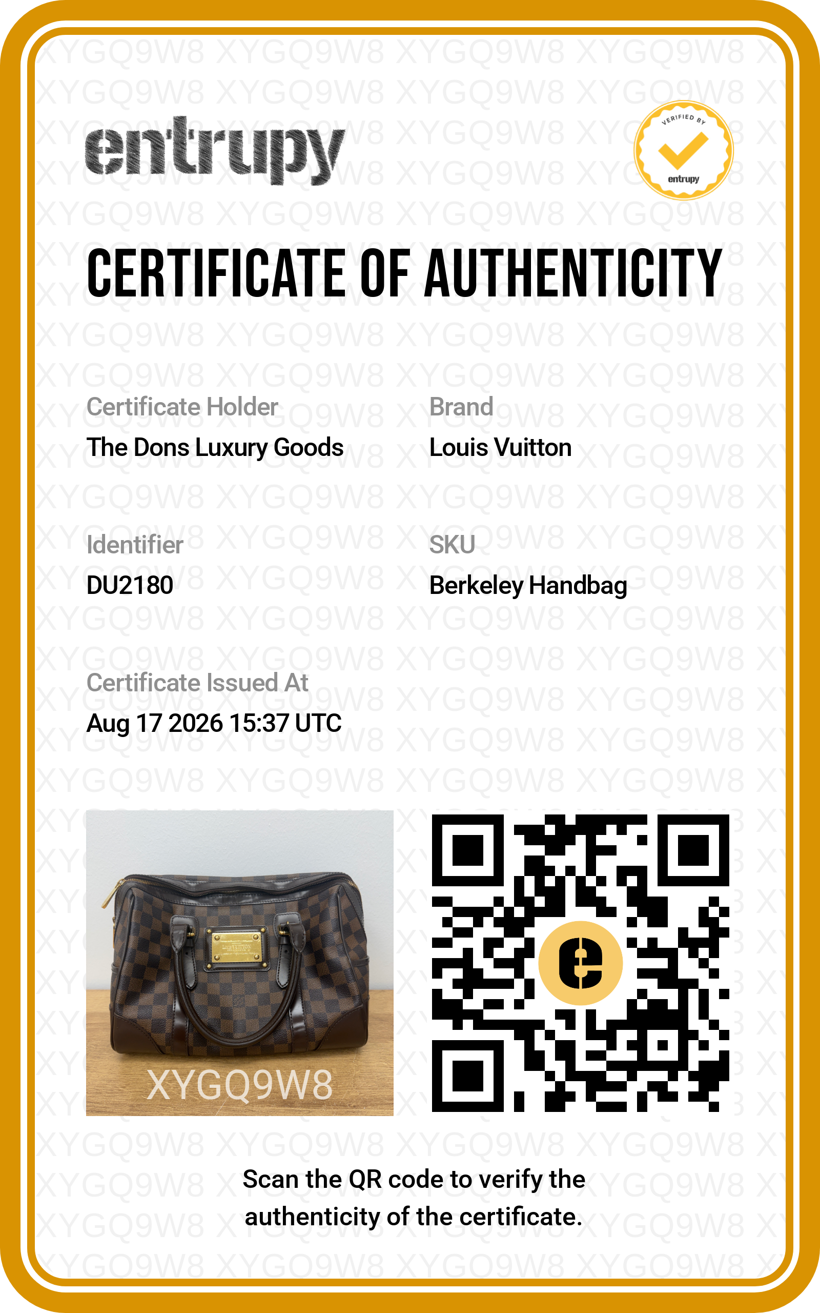 Entrupy certificate