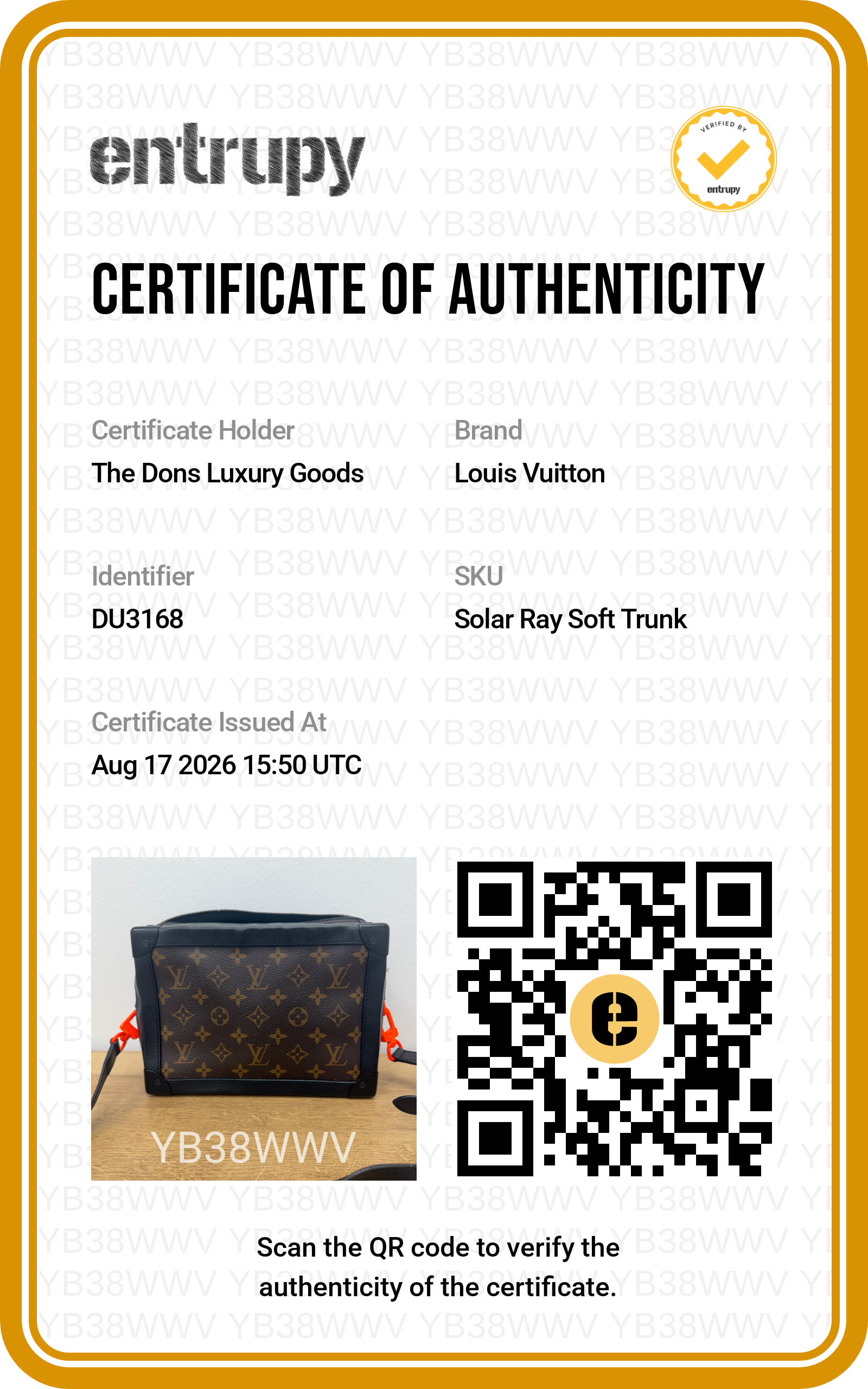 Entrupy certificate