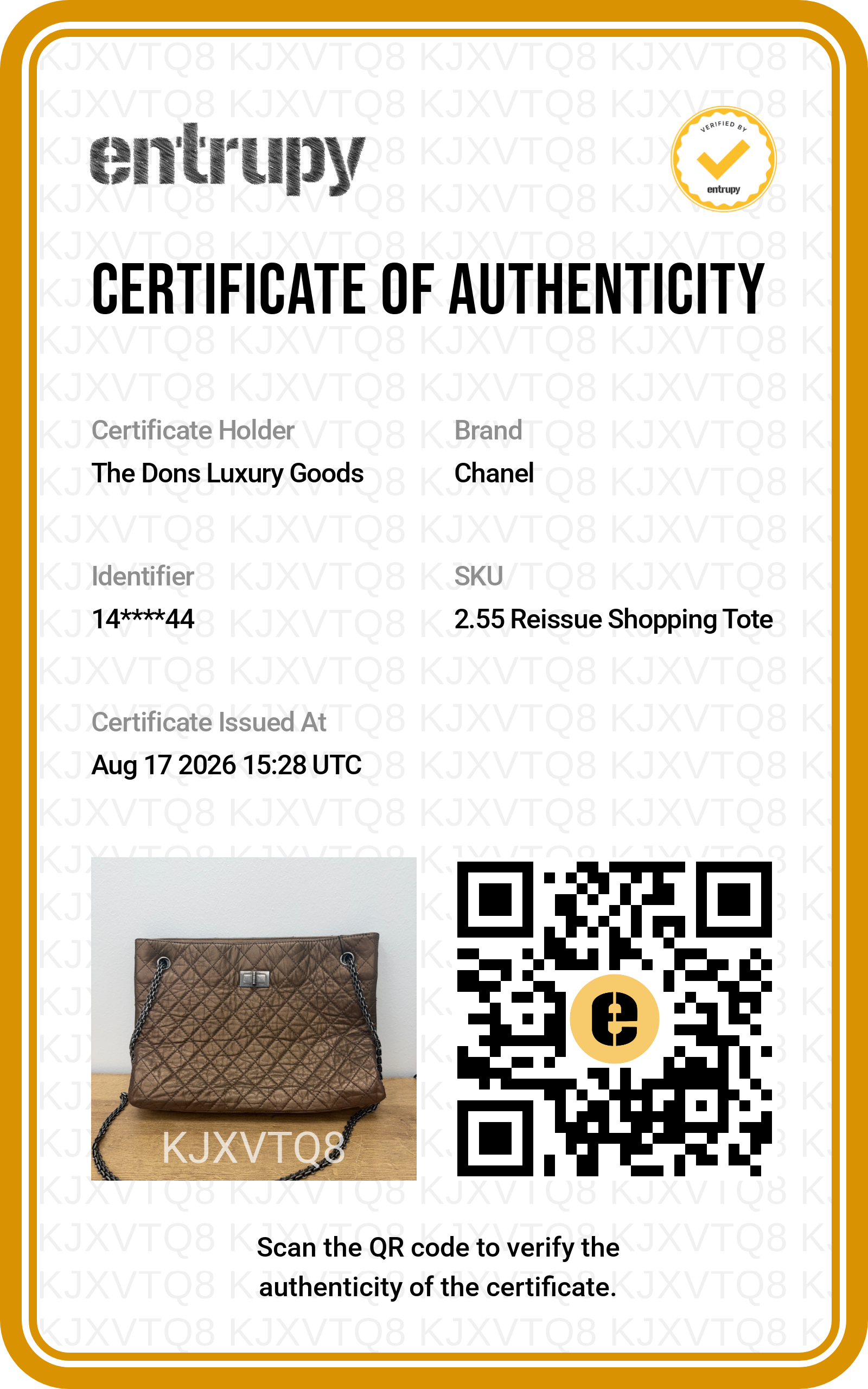 Entrupy certificate