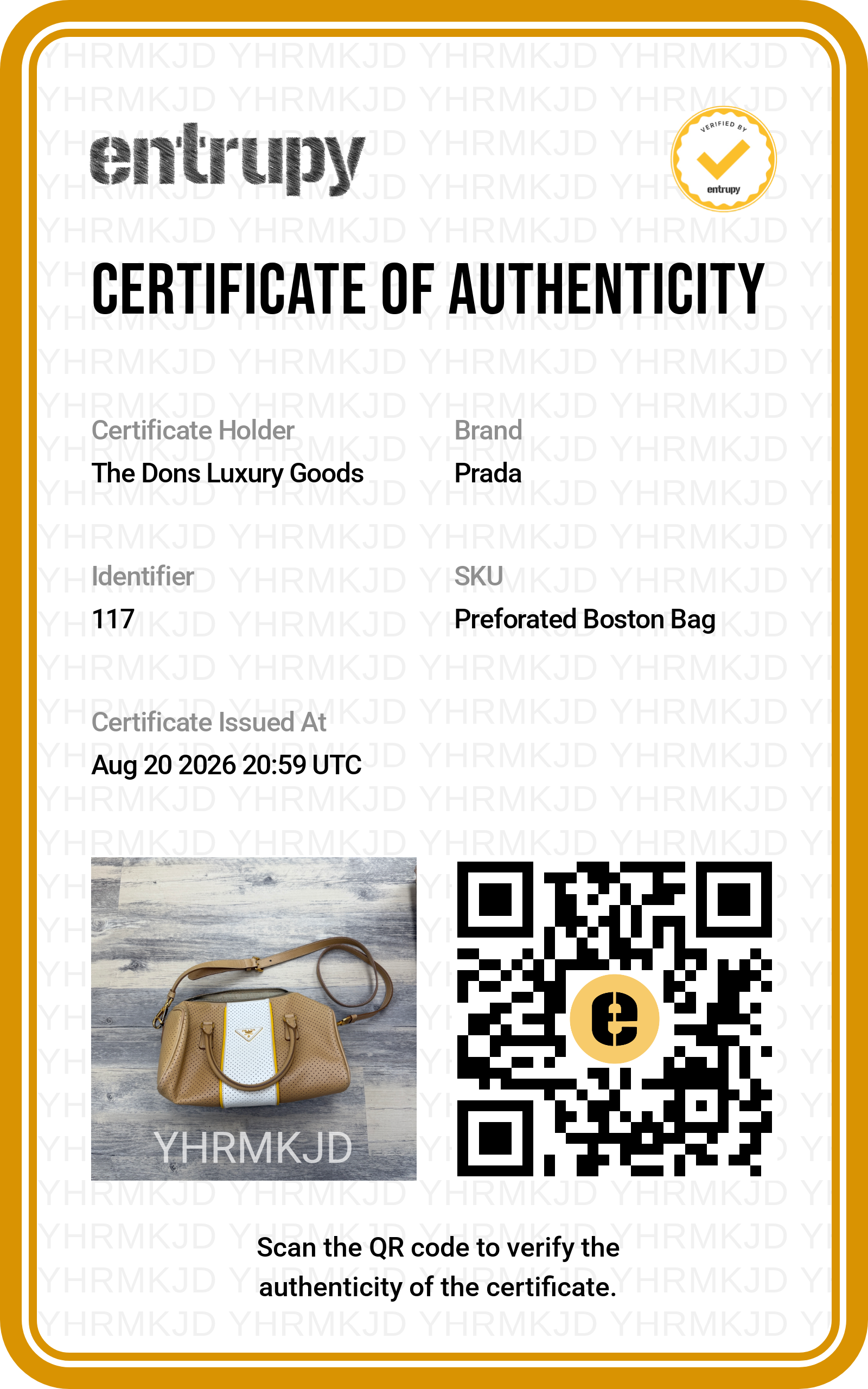 Entrupy certificate