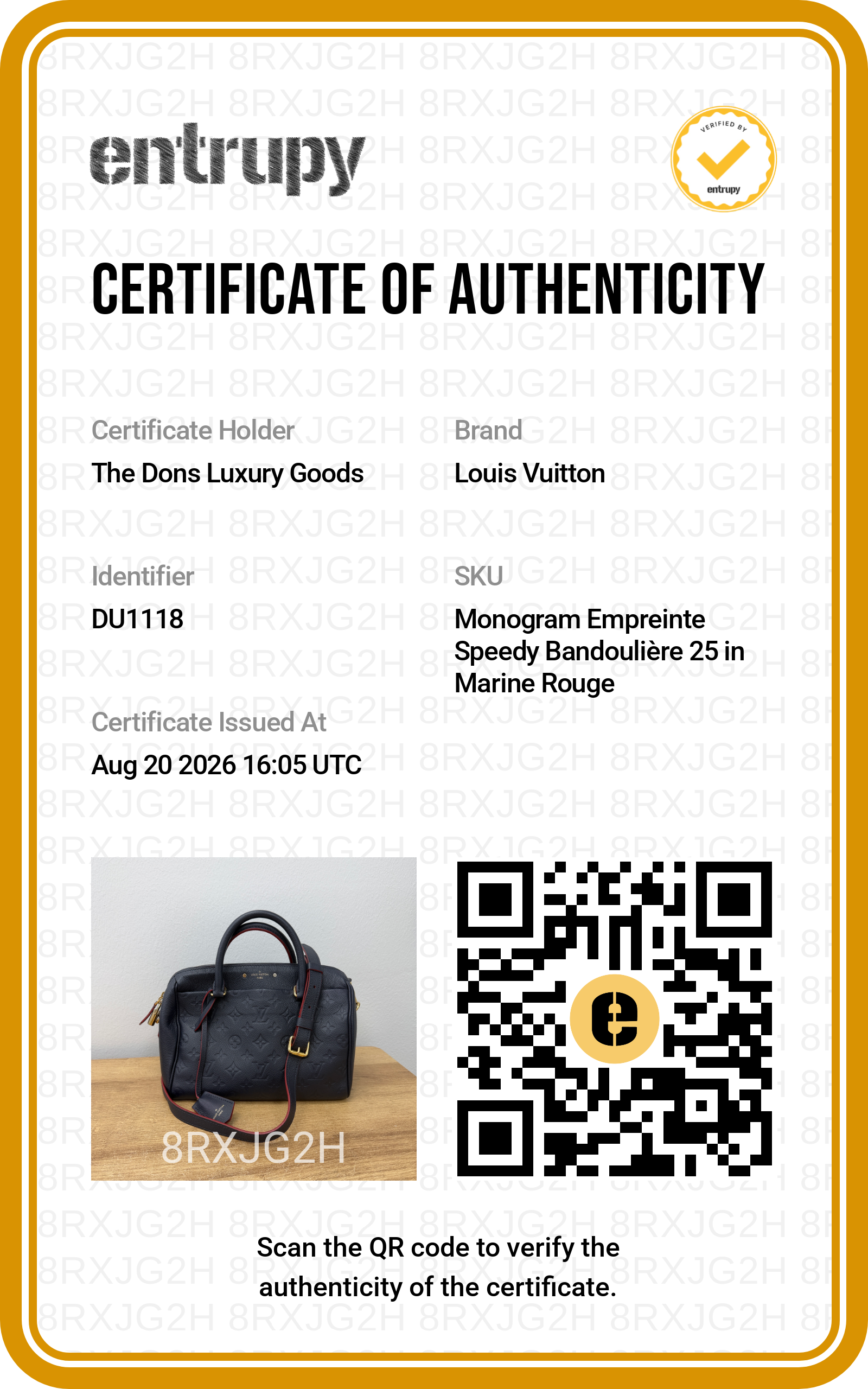 Entrupy certificate