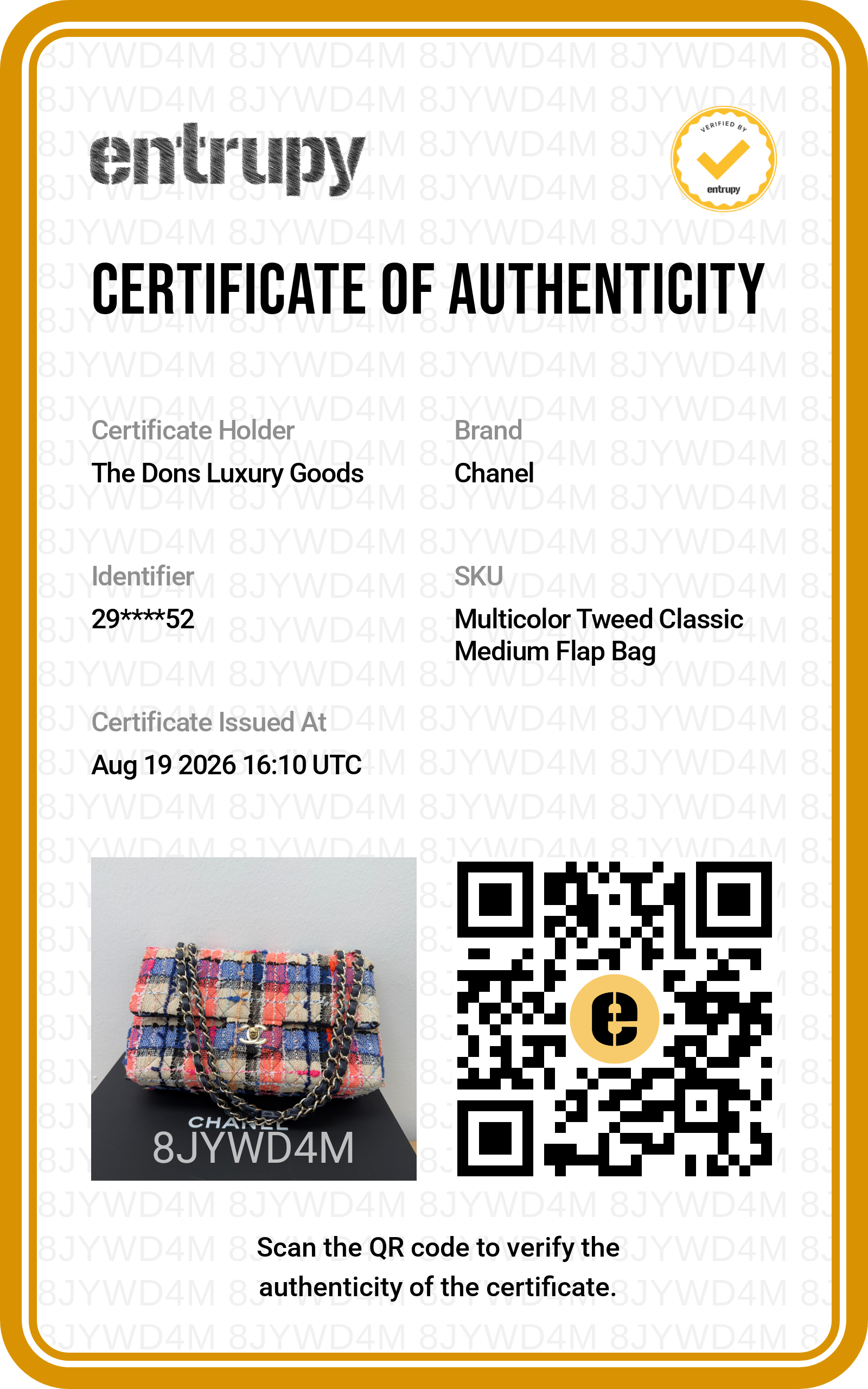 Entrupy certificate