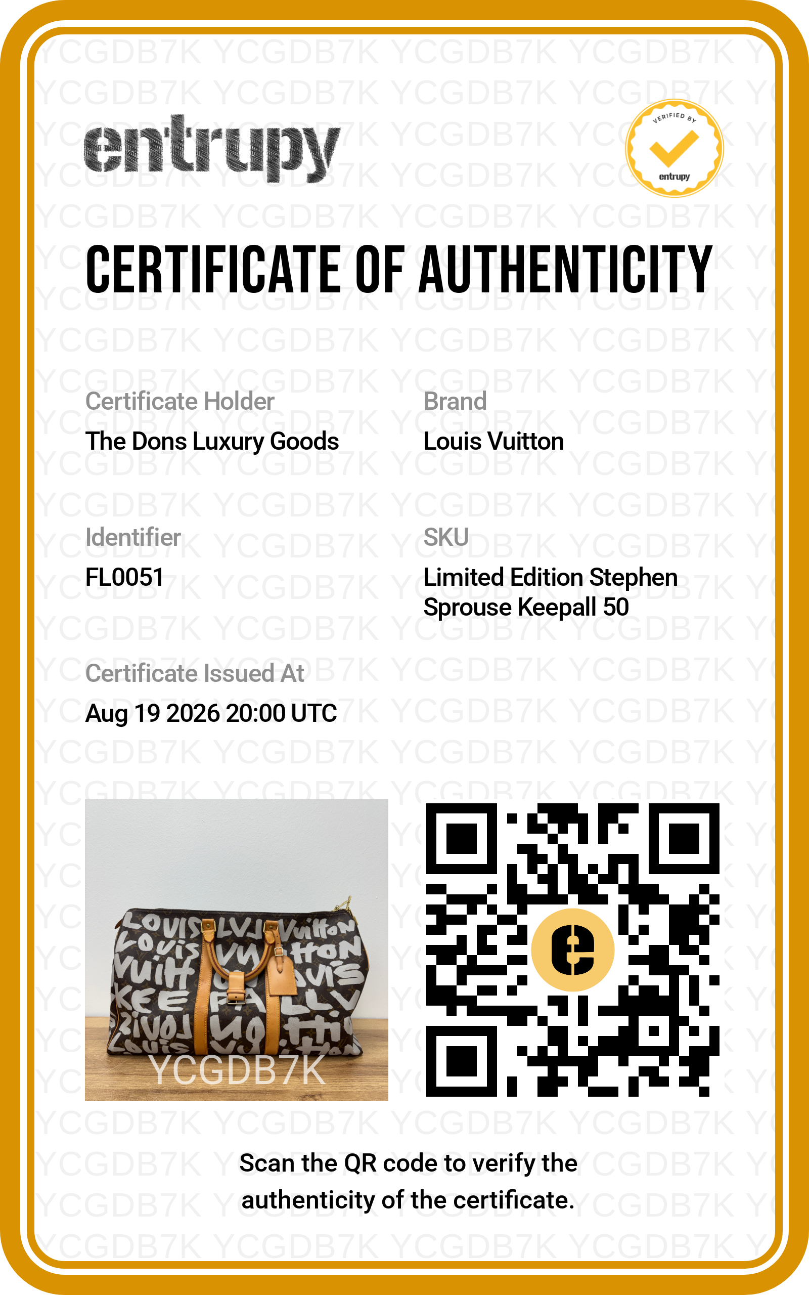 Entrupy certificate