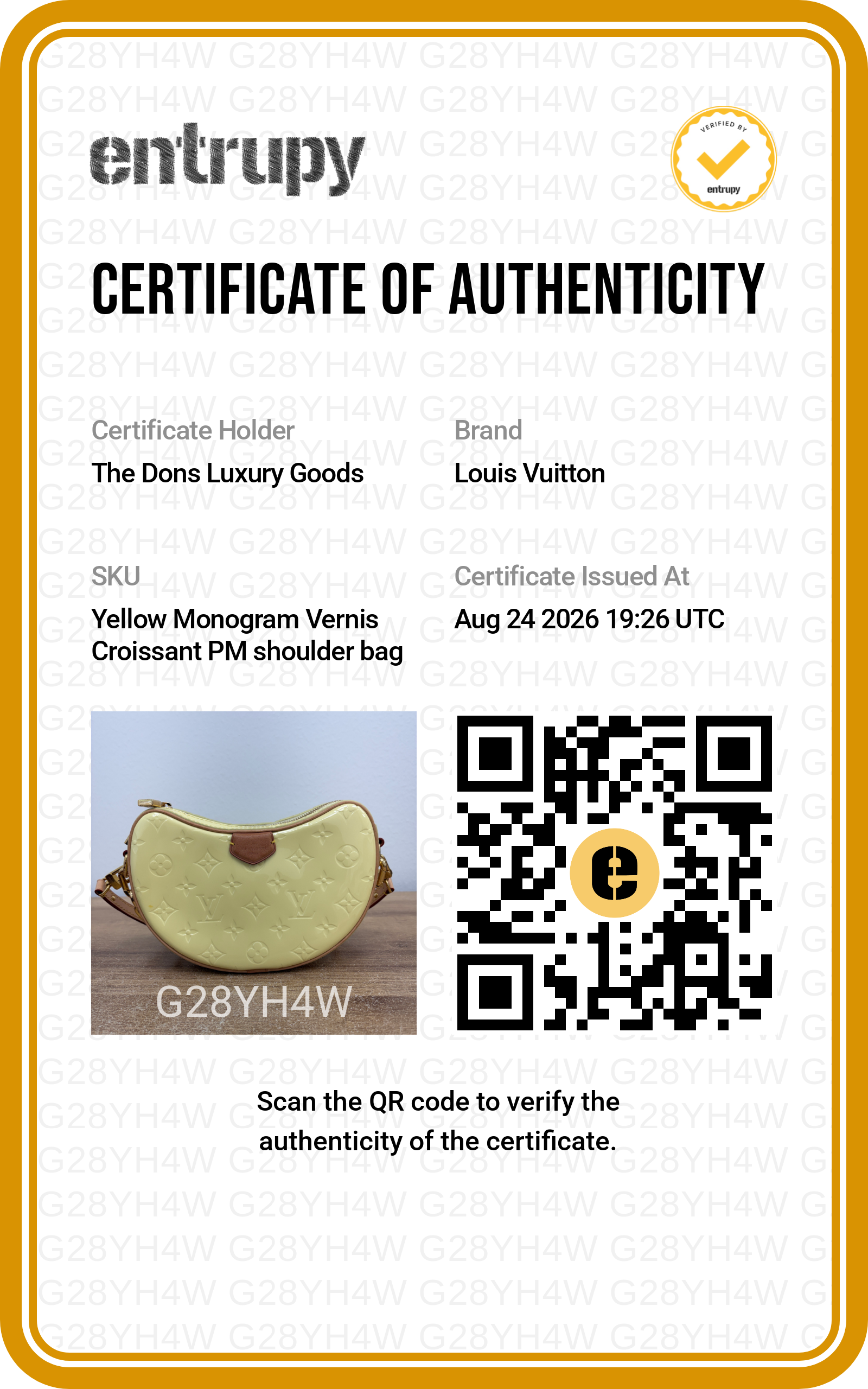 Entrupy certificate