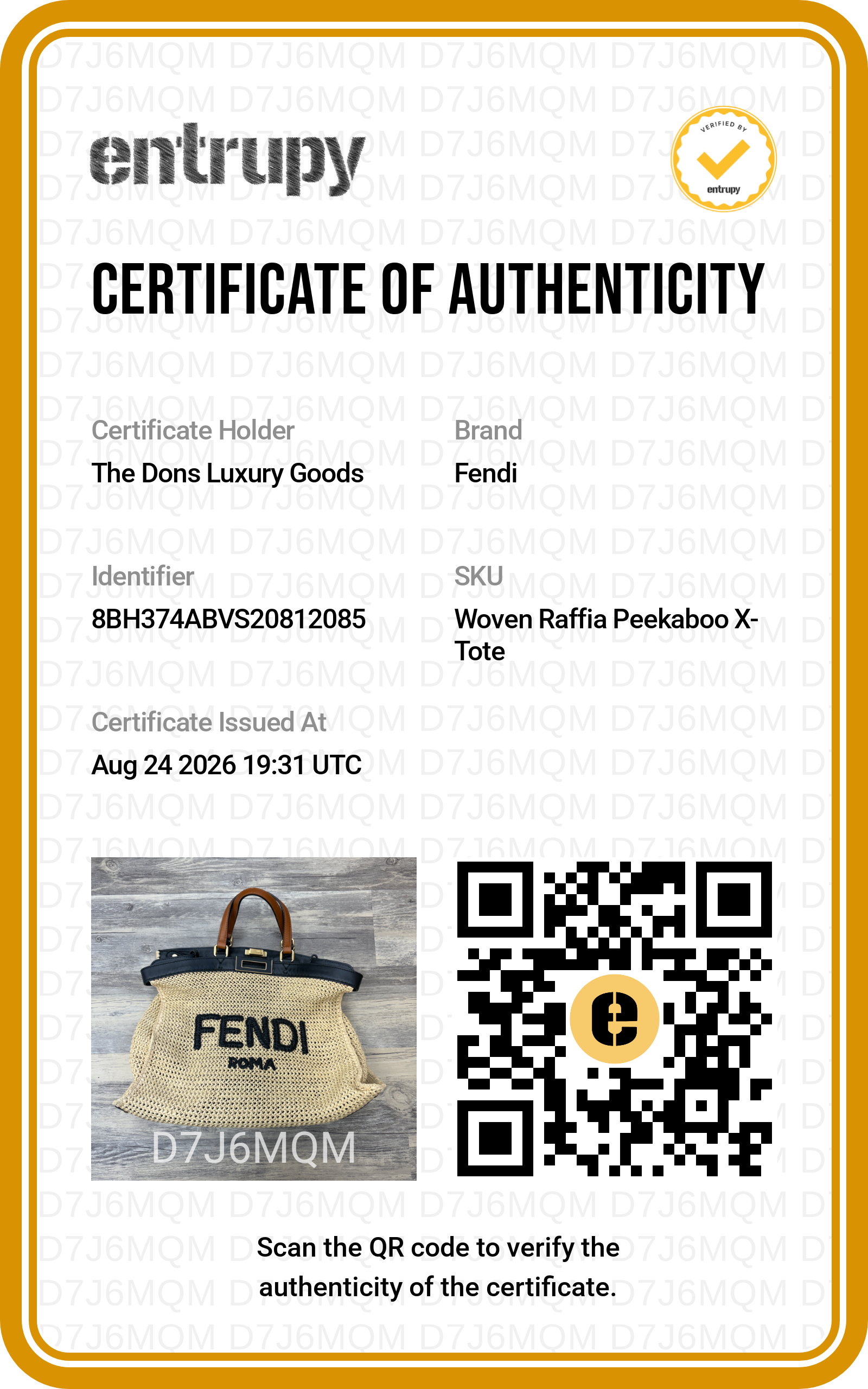 Entrupy certificate