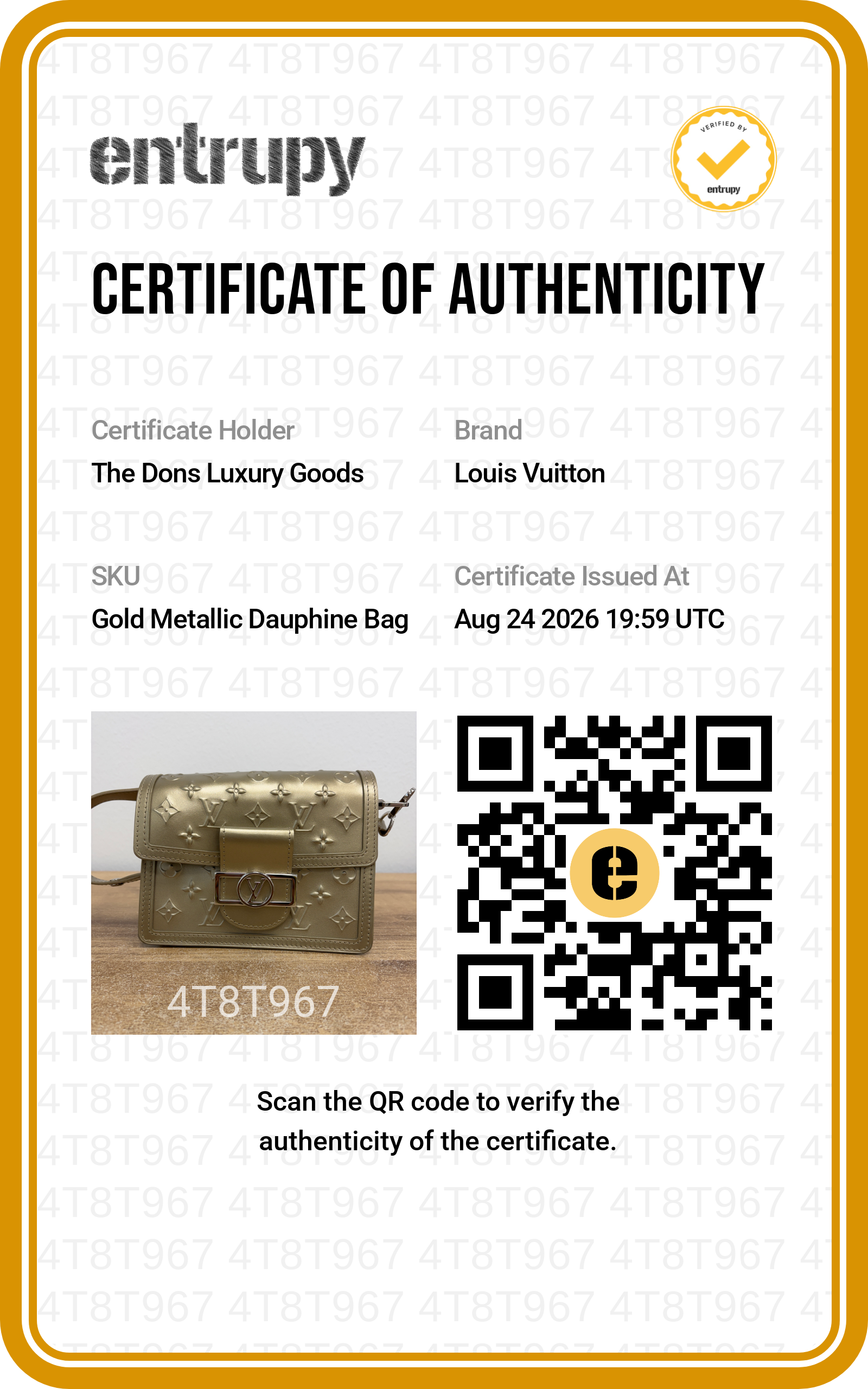 Entrupy certificate