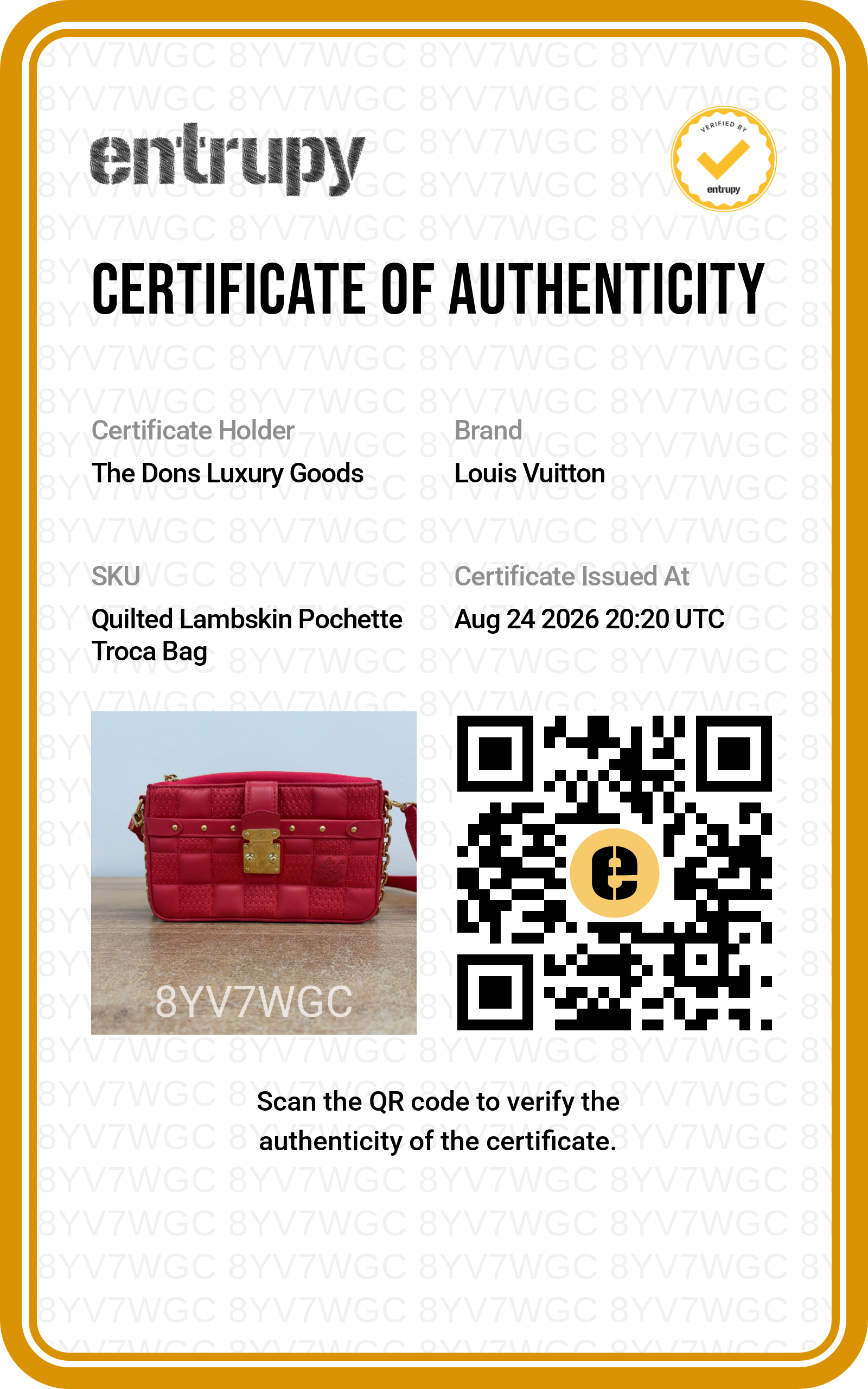 Entrupy certificate