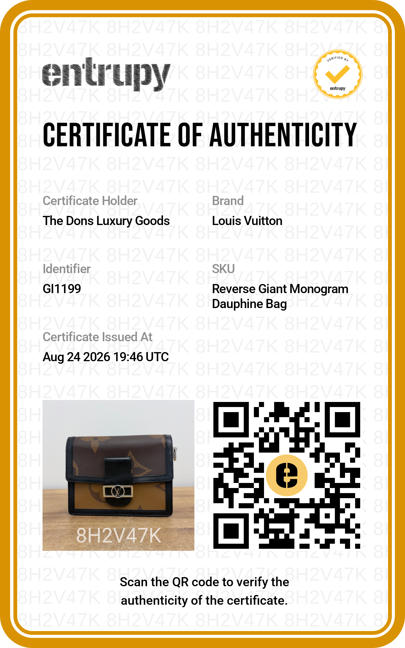 Entrupy certificate