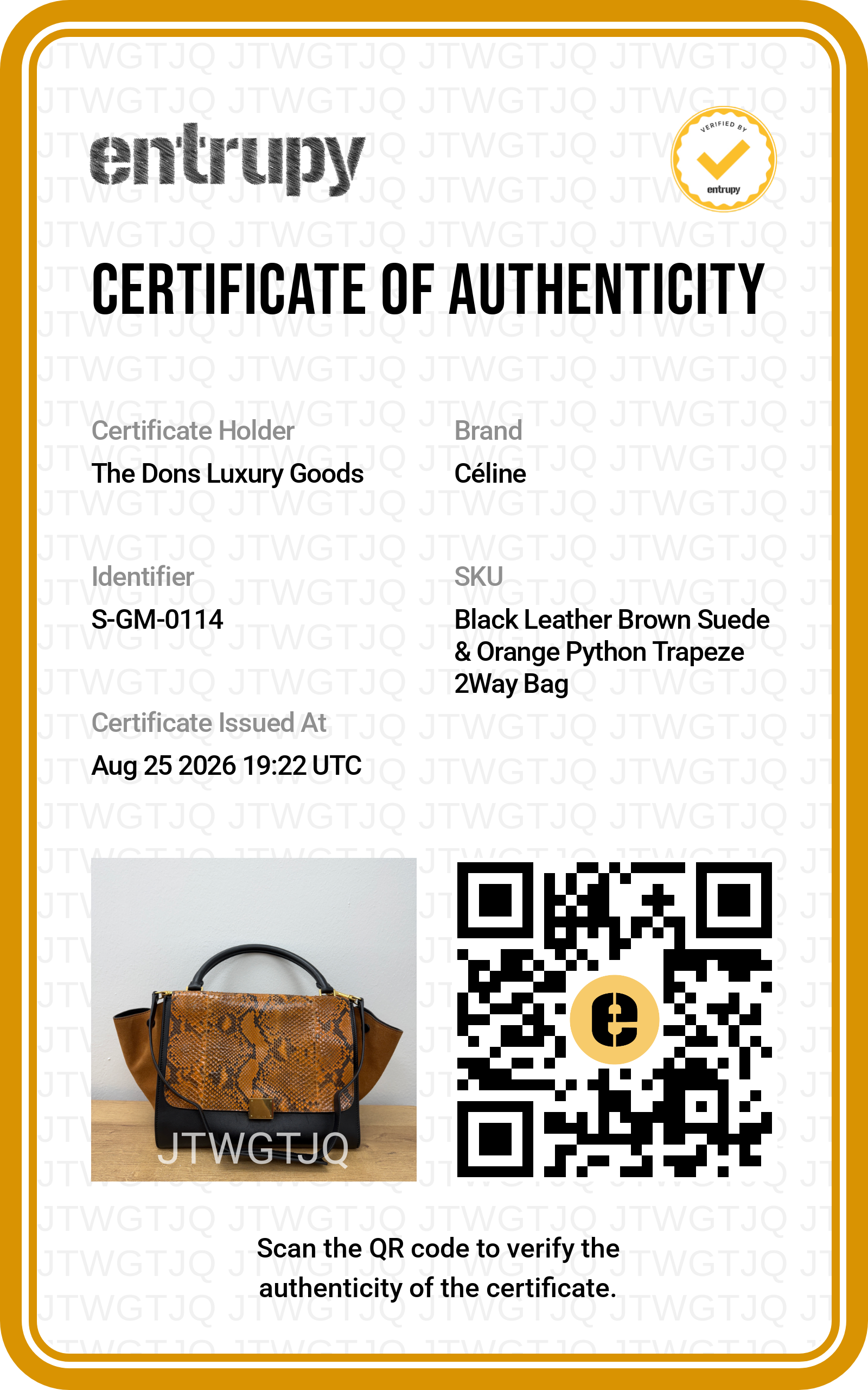 Entrupy certificate