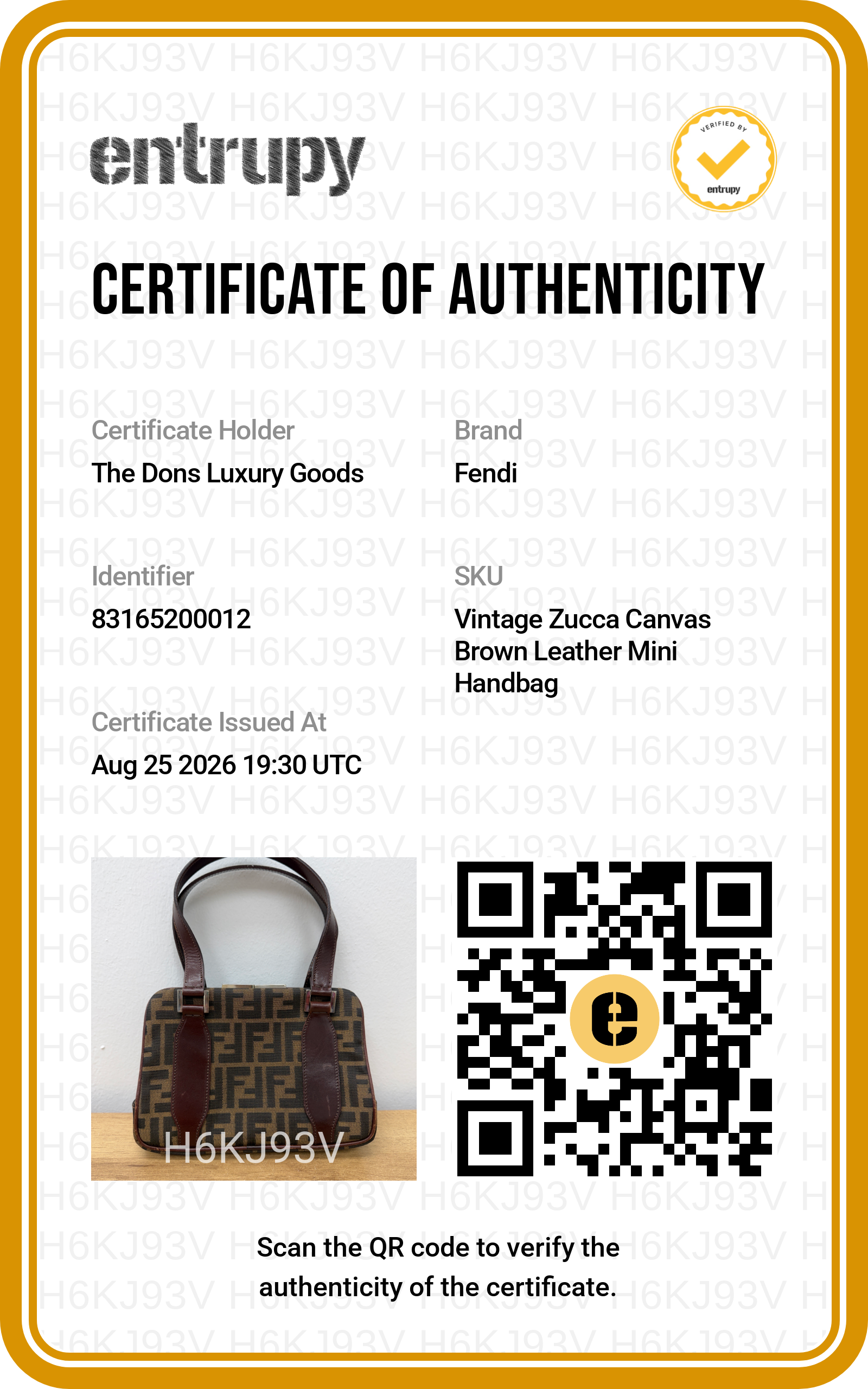 Entrupy certificate