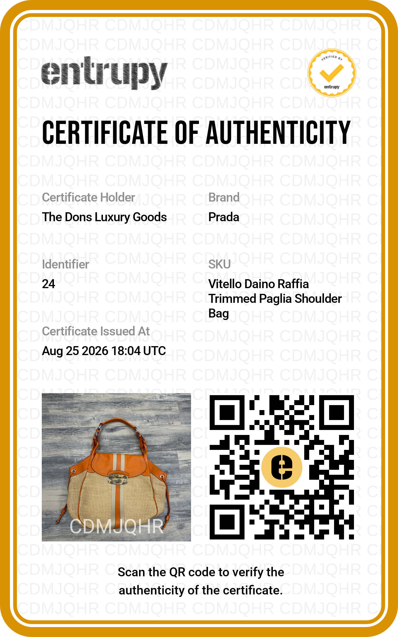 Entrupy certificate