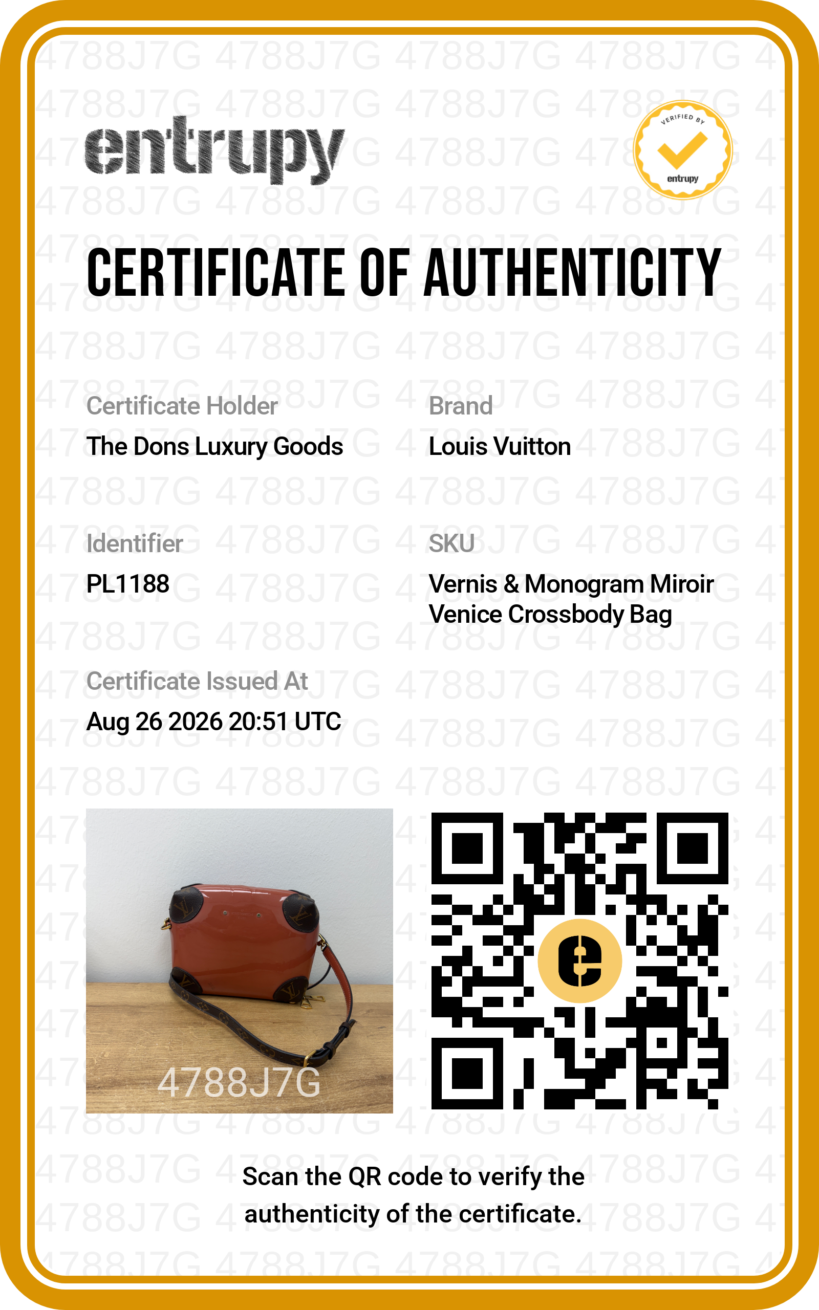 Entrupy certificate
