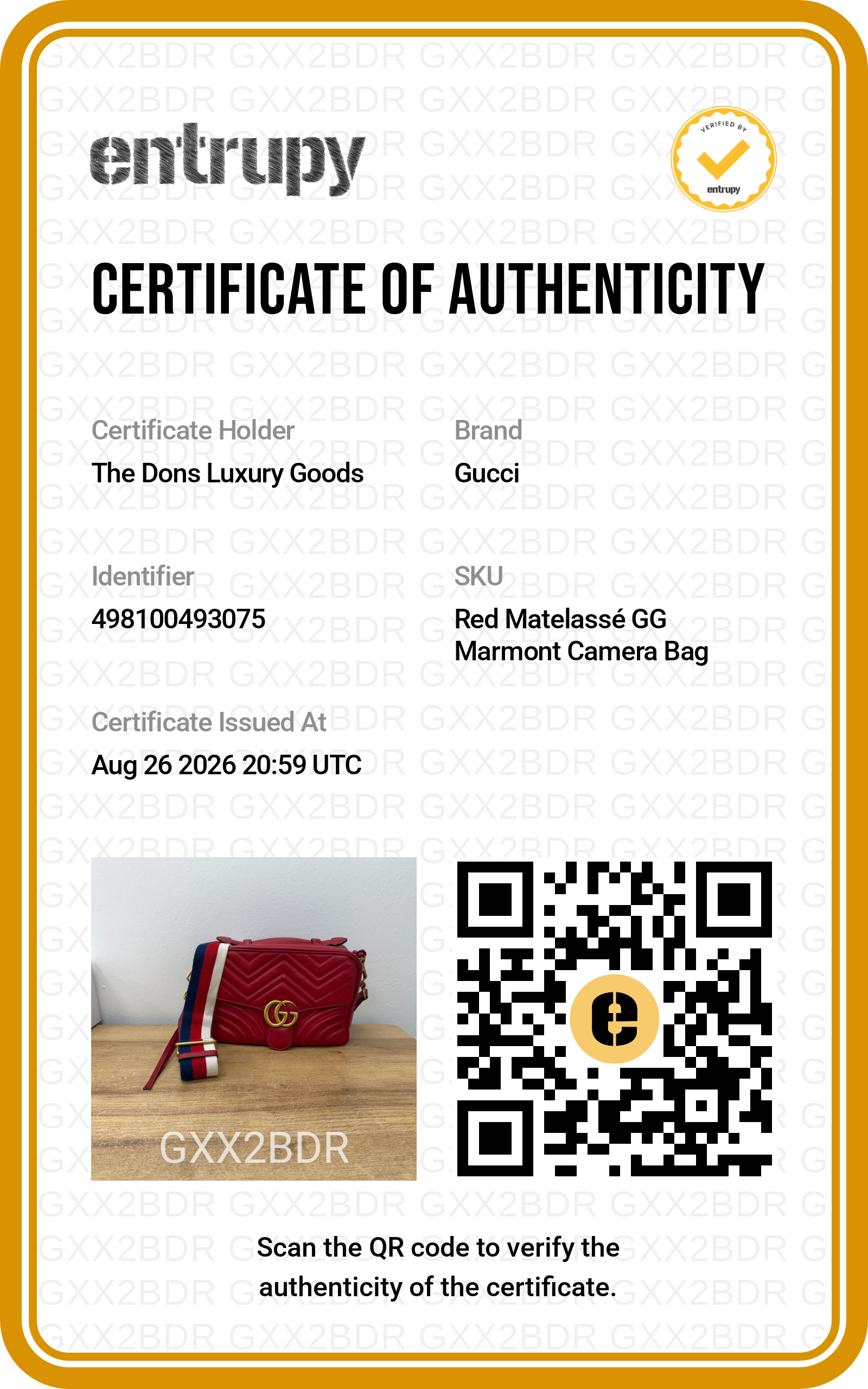 Entrupy certificate