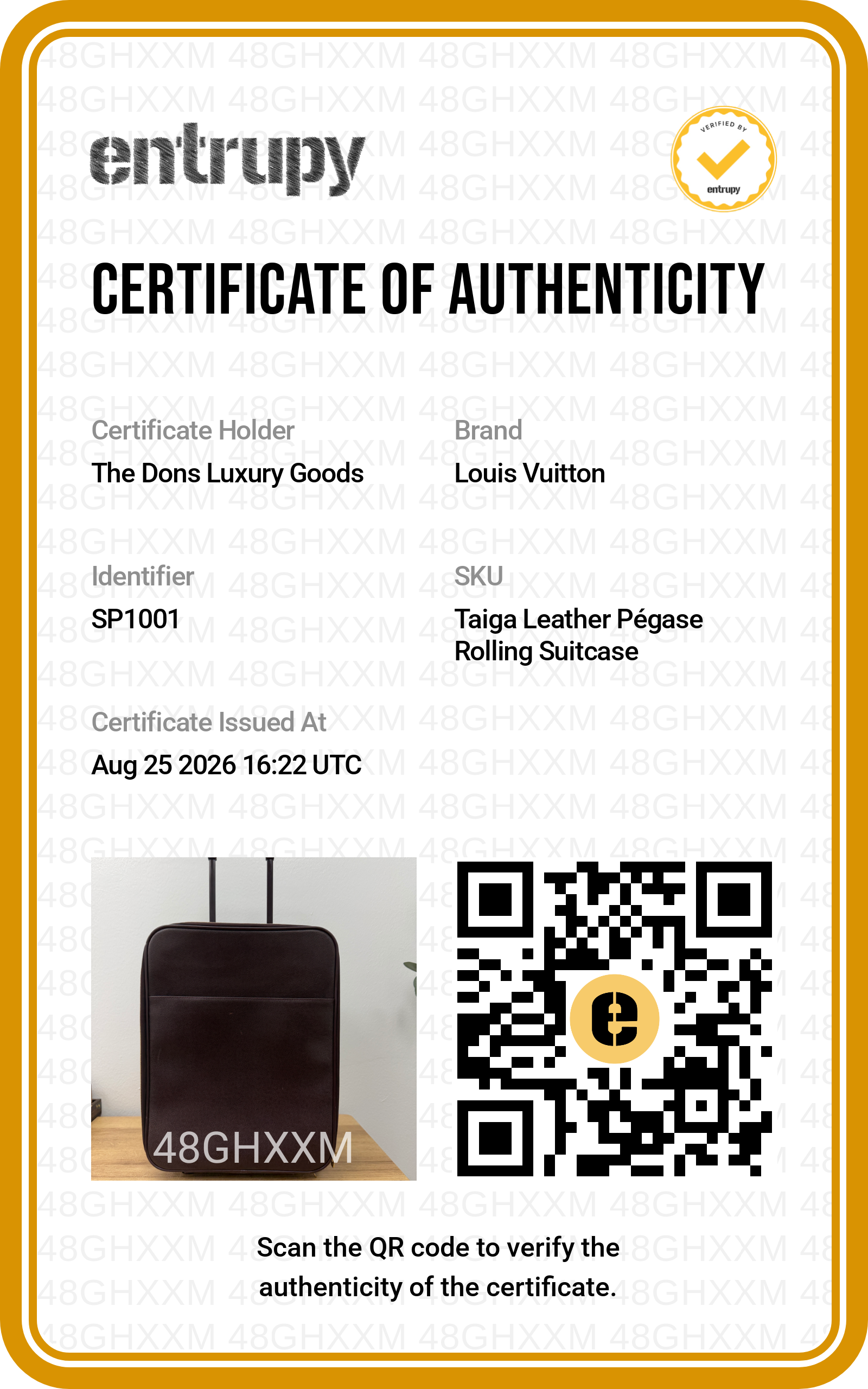 Entrupy certificate