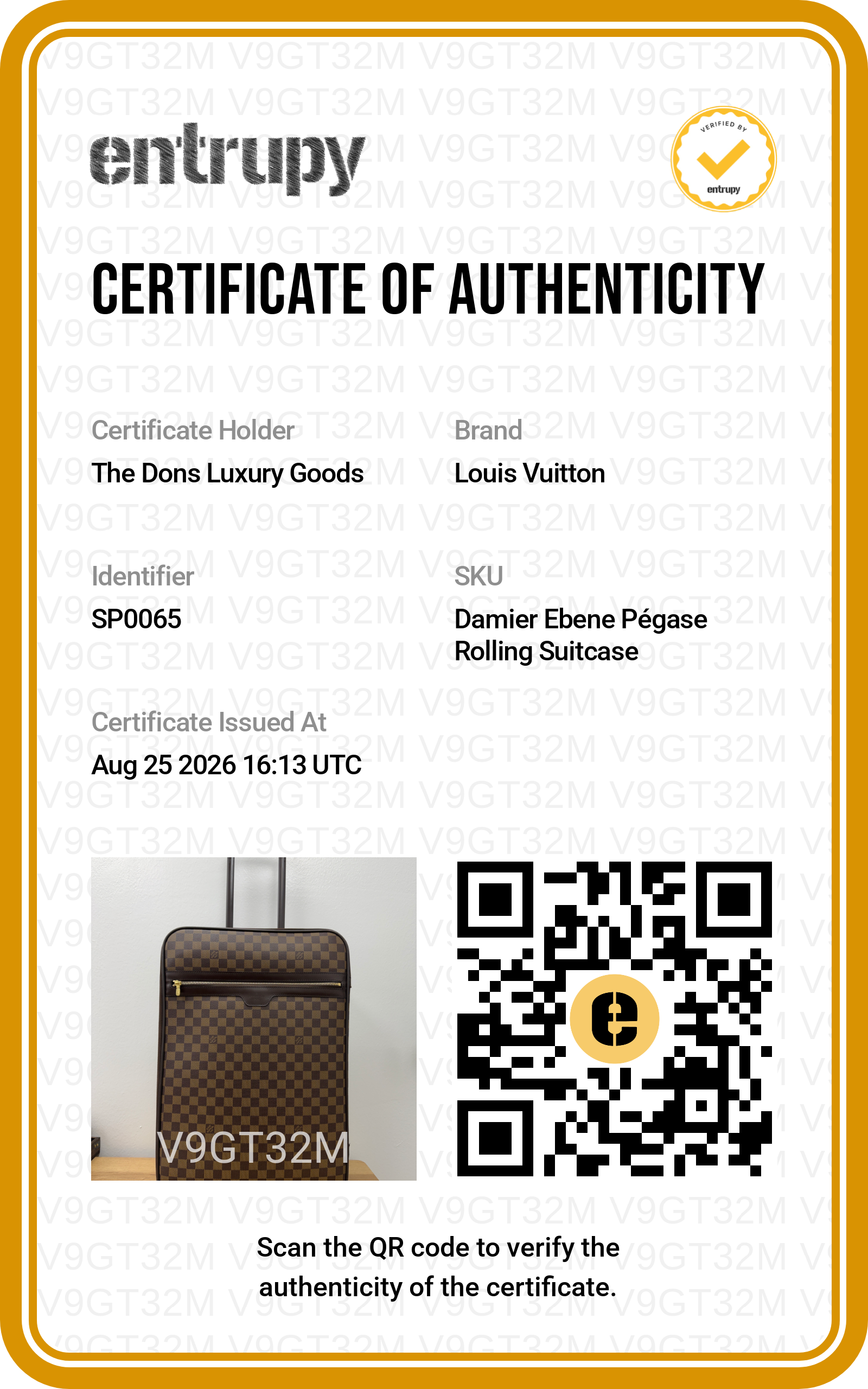 Entrupy certificate