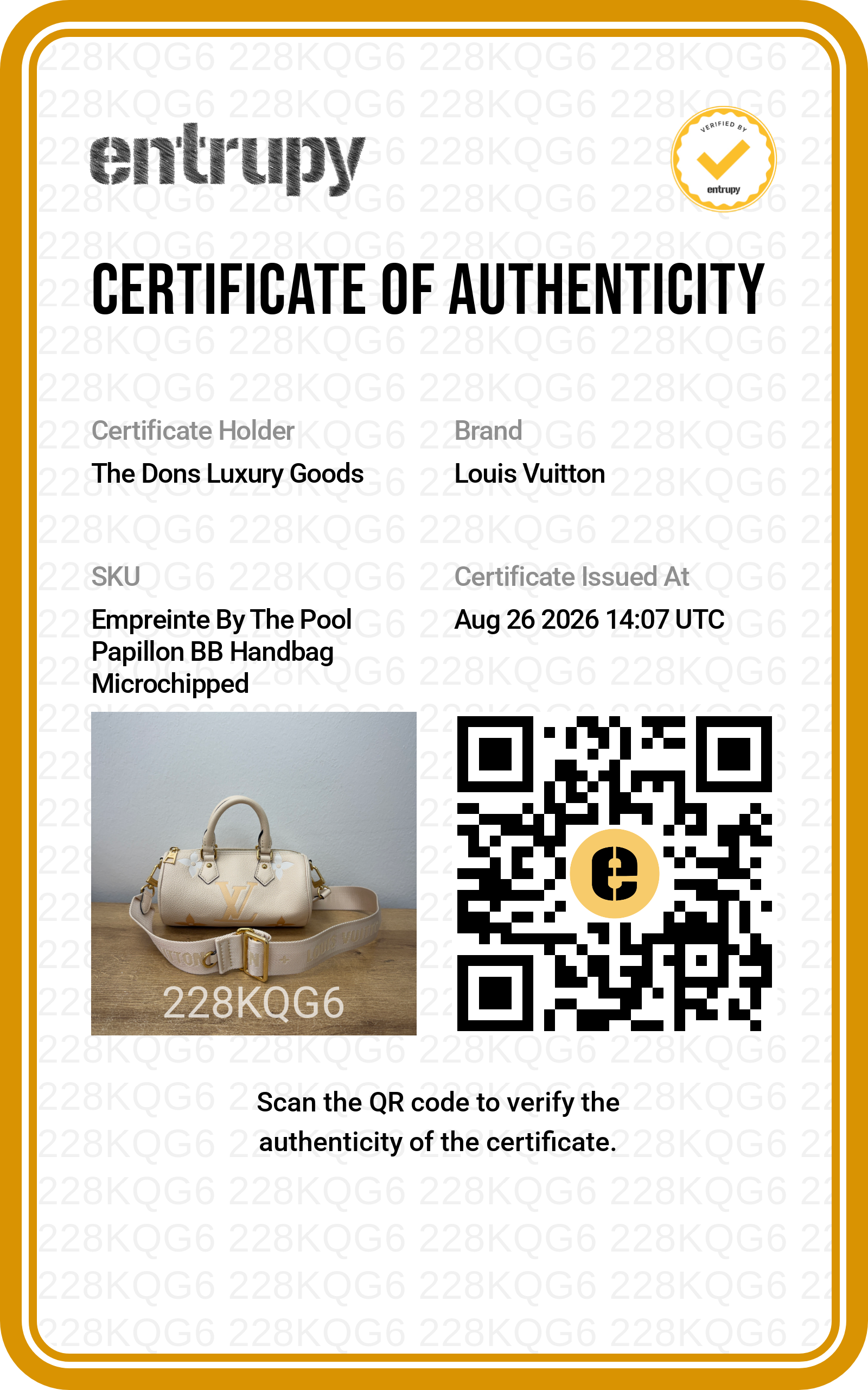 Entrupy certificate