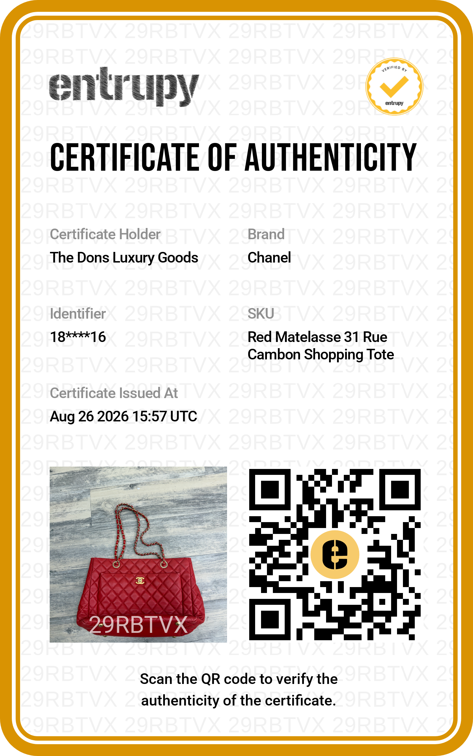 Entrupy certificate