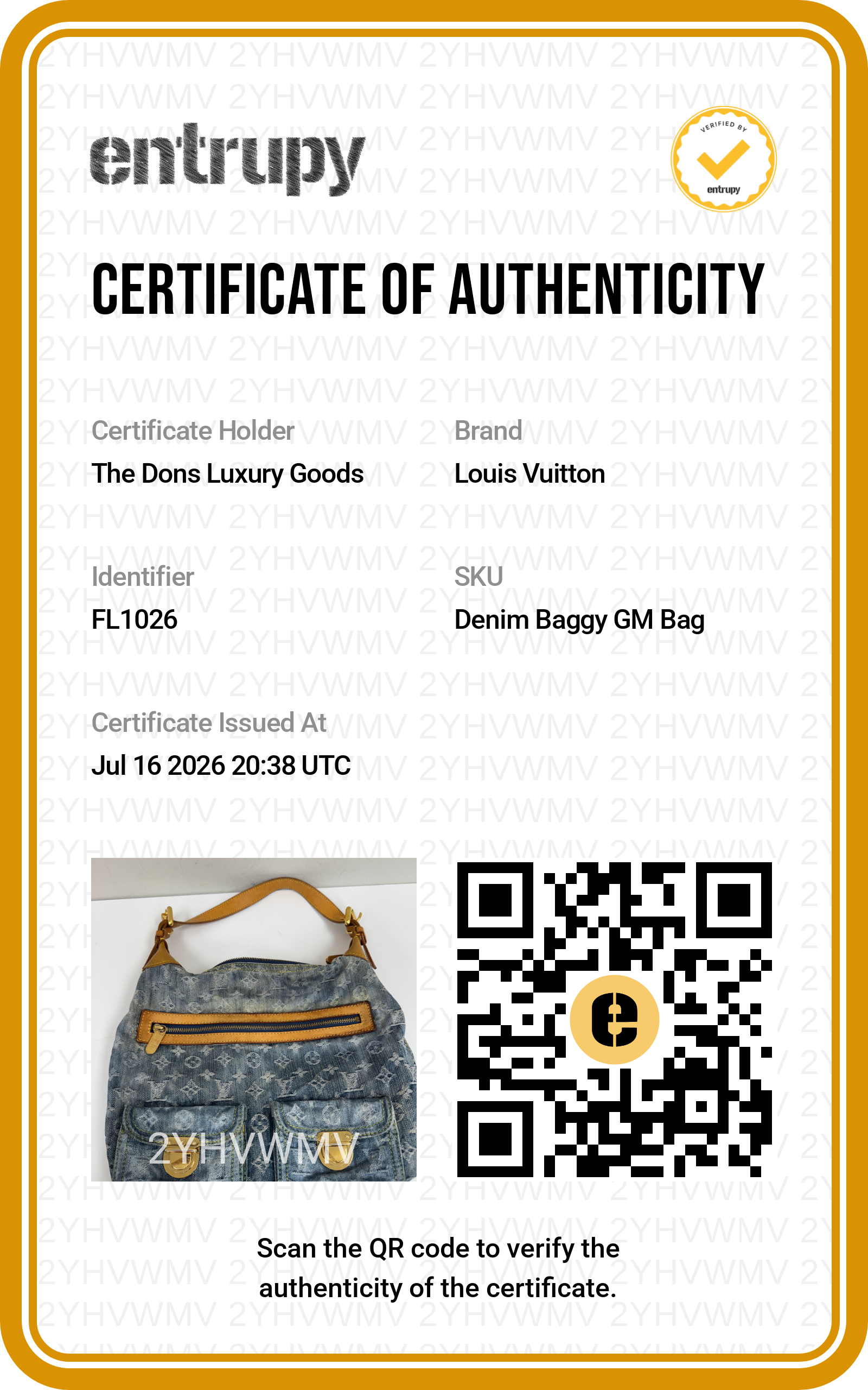 Entrupy certificate