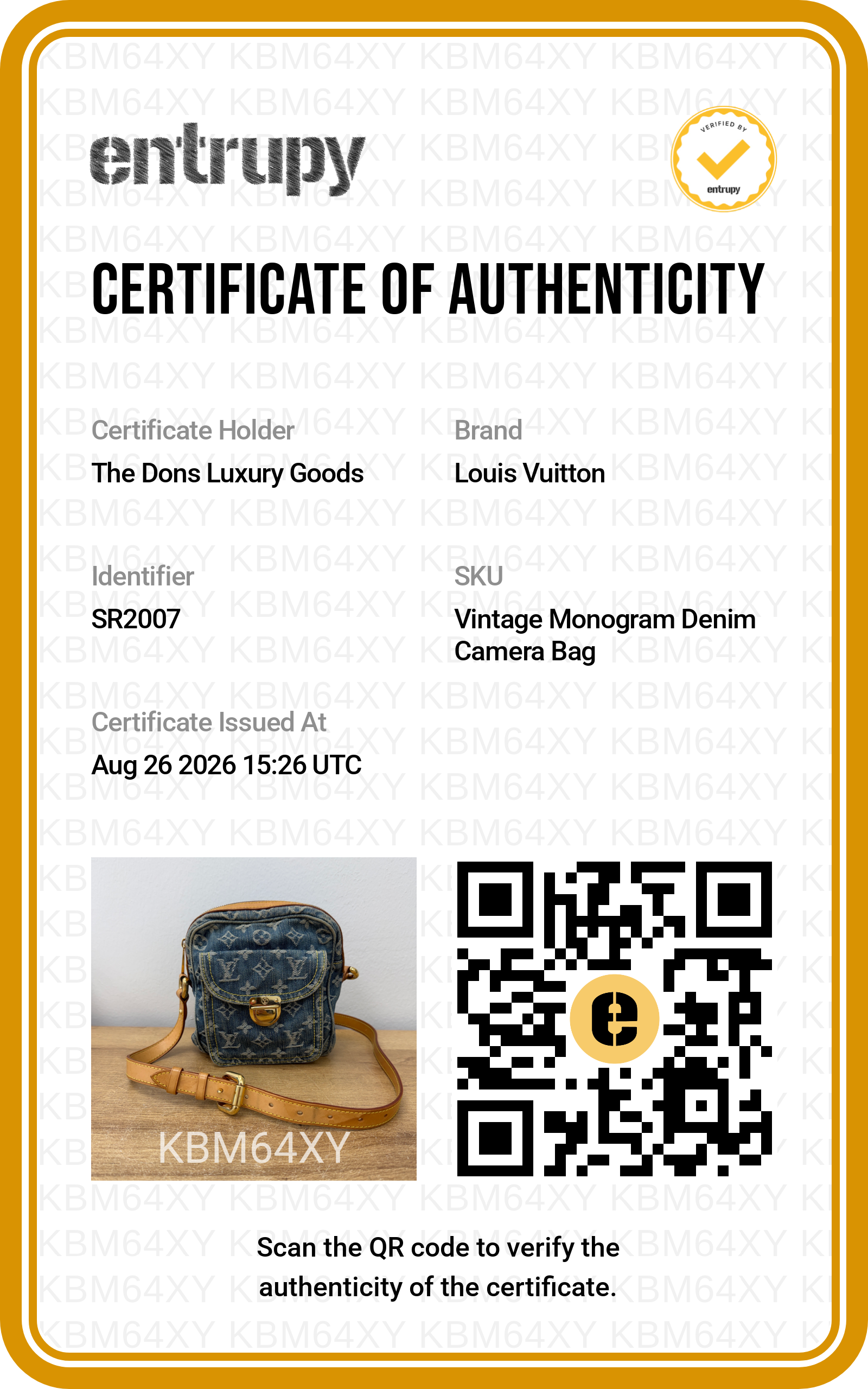 Entrupy certificate