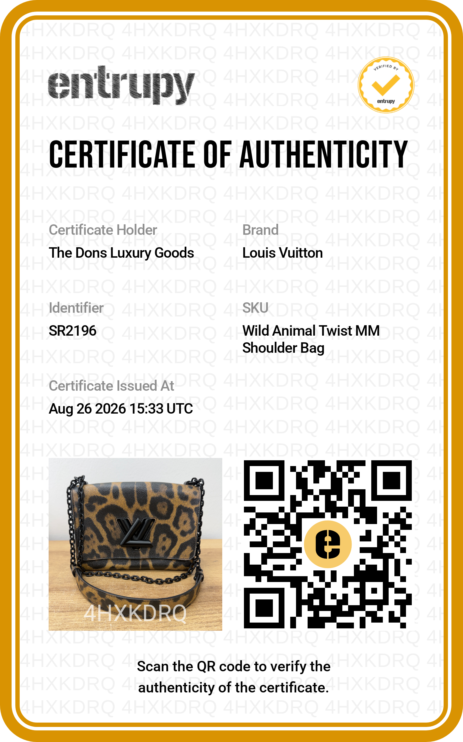 Entrupy certificate