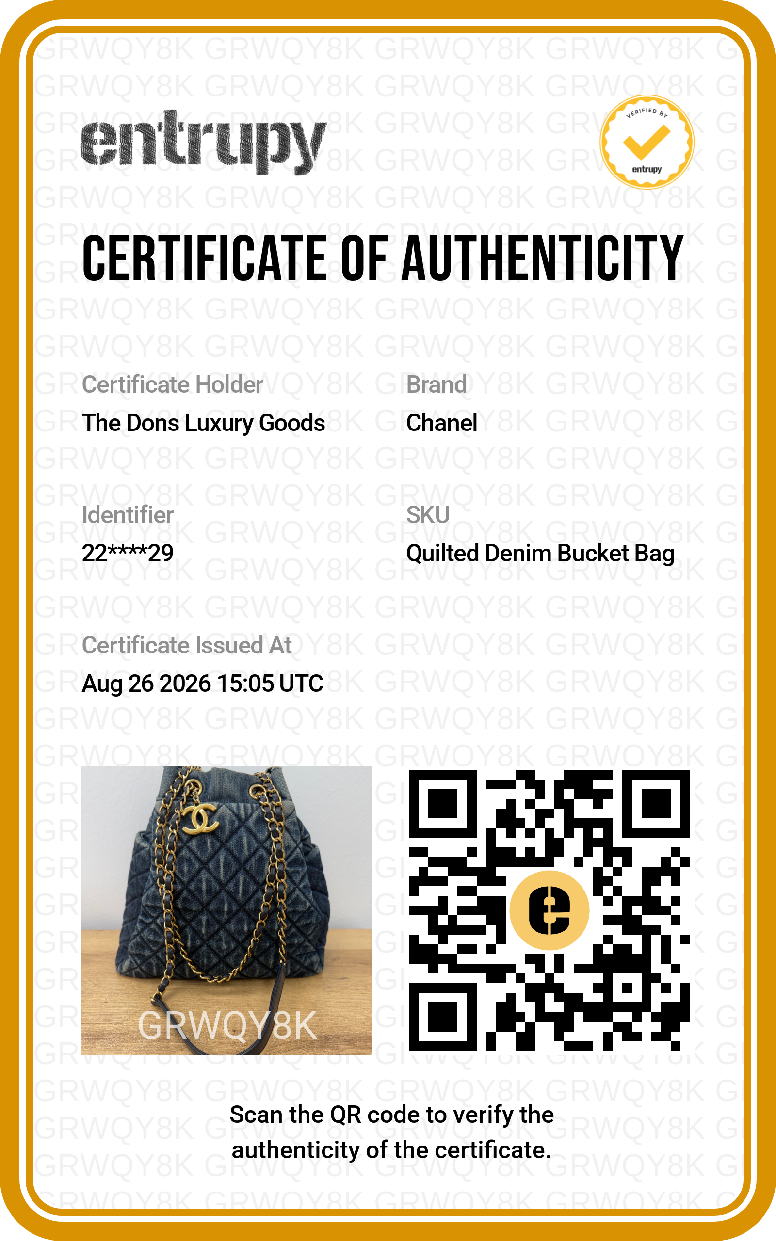 Entrupy certificate