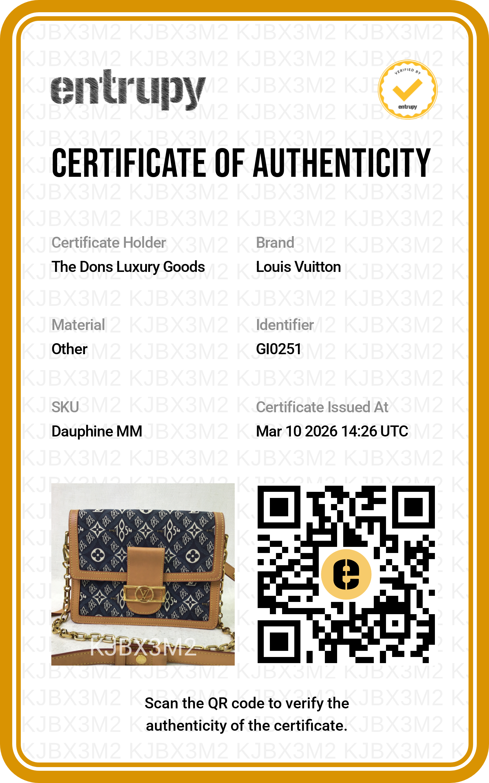 Entrupy certificate