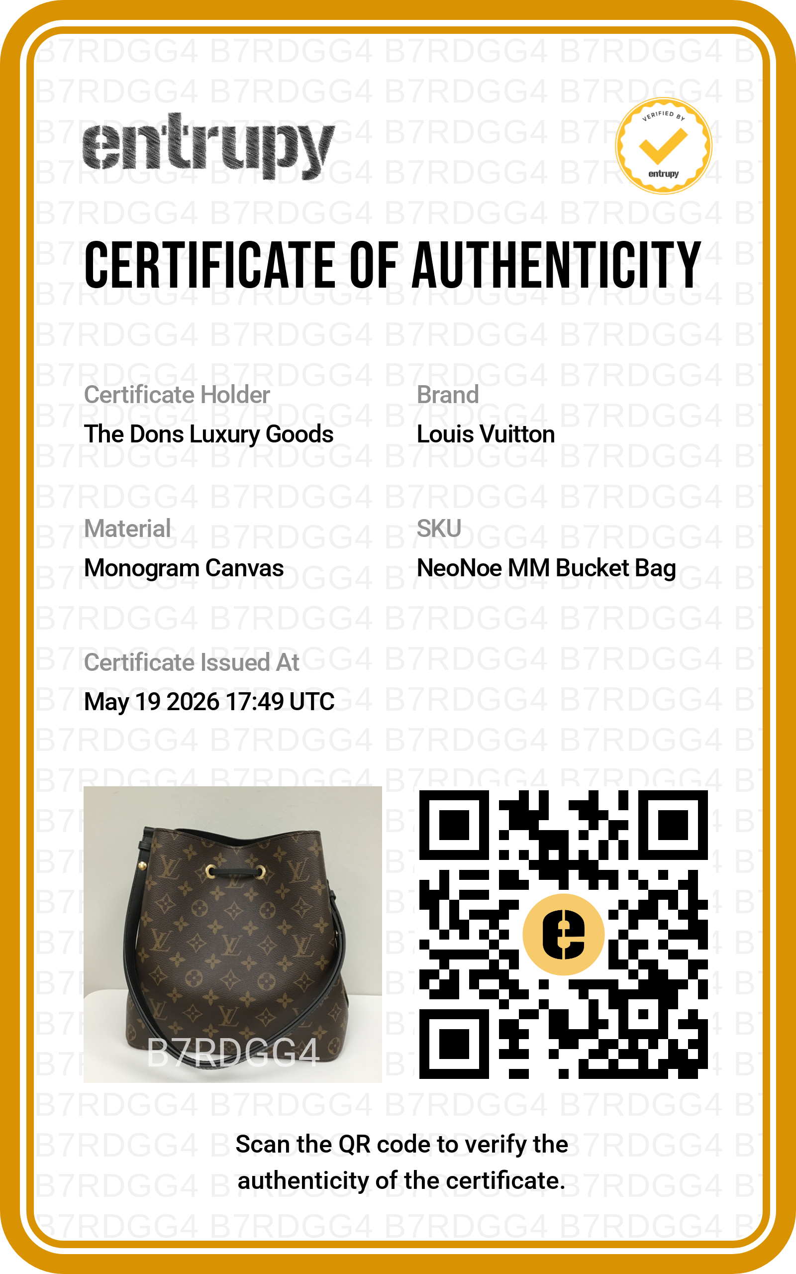 Entrupy certificate