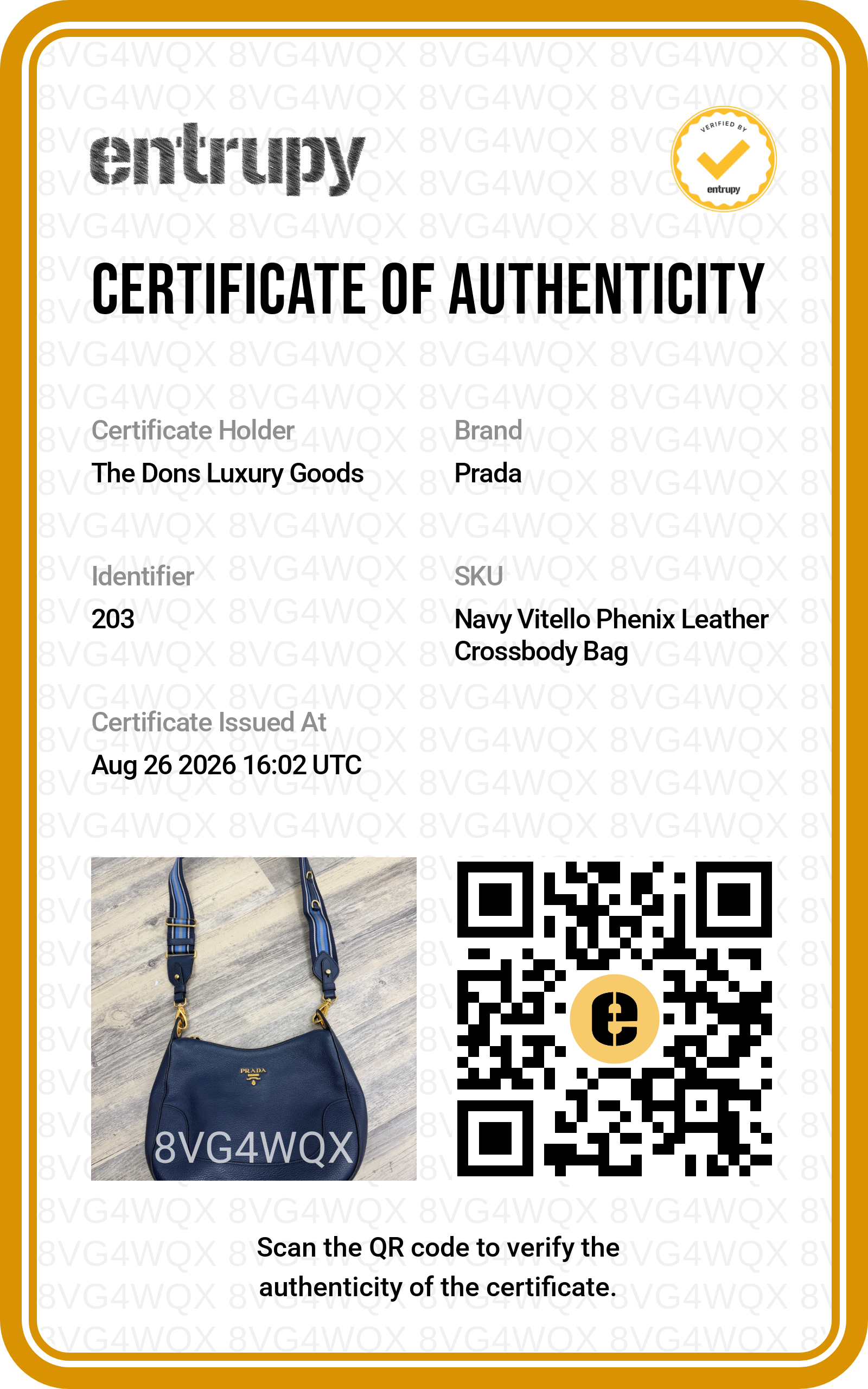 Entrupy certificate
