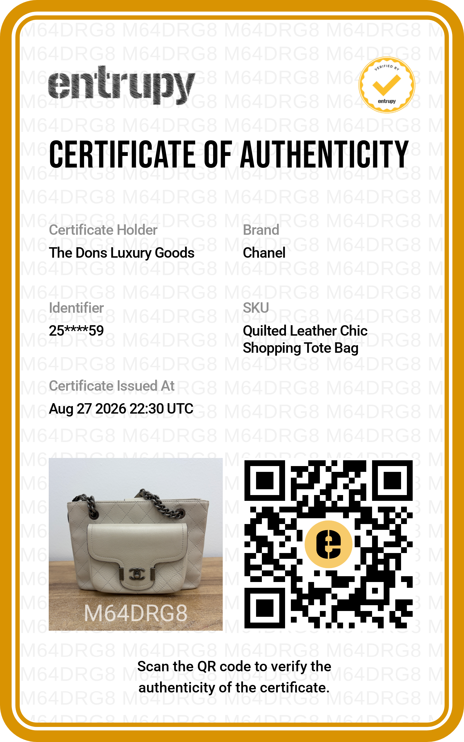 Entrupy certificate