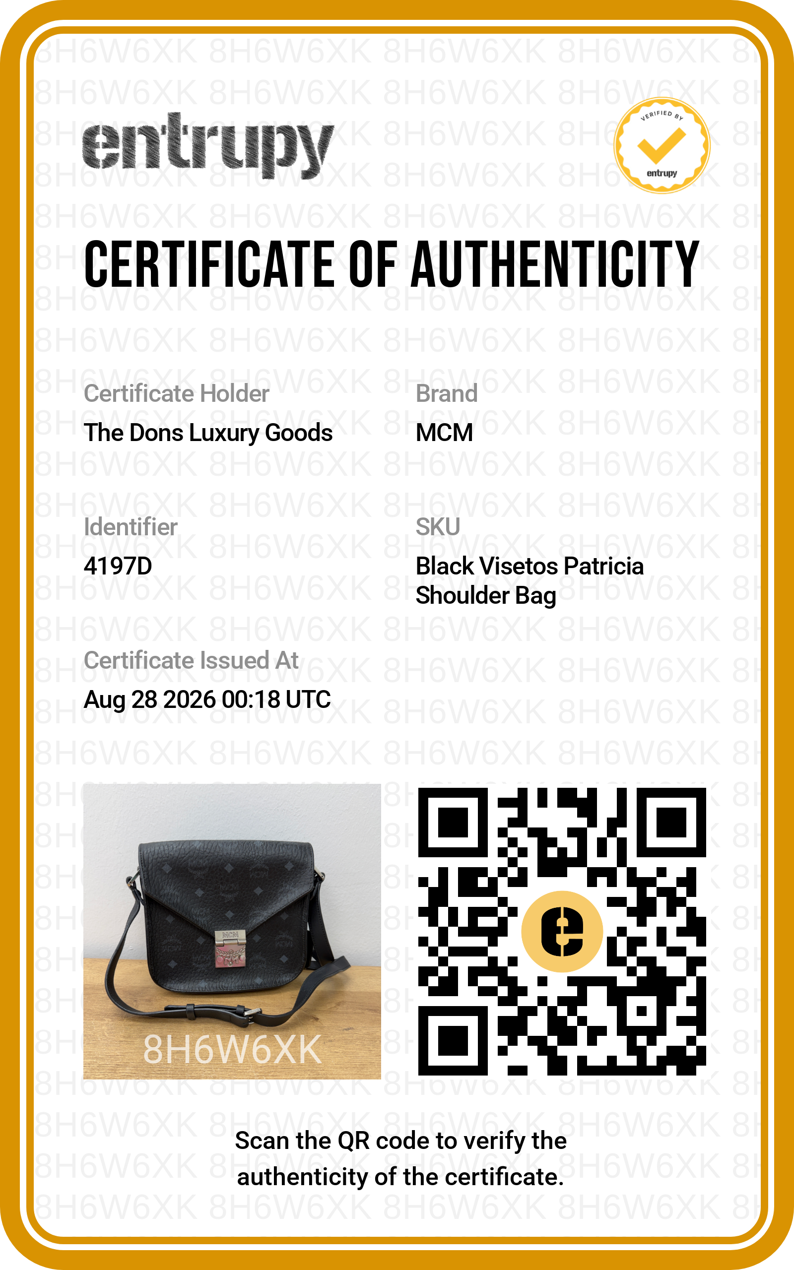 Entrupy certificate