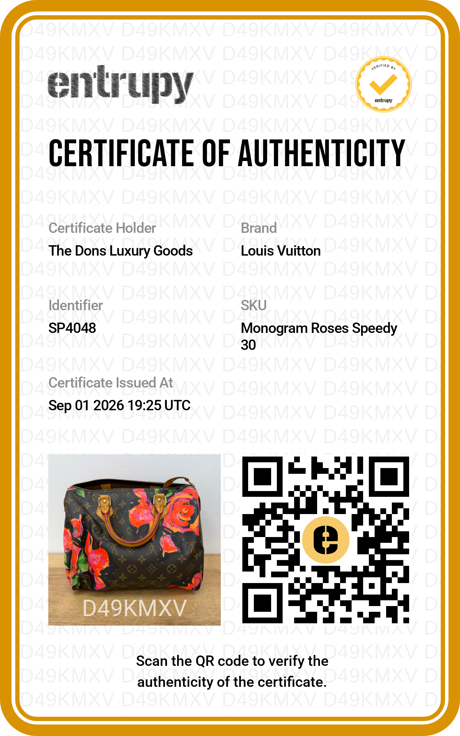 Entrupy certificate