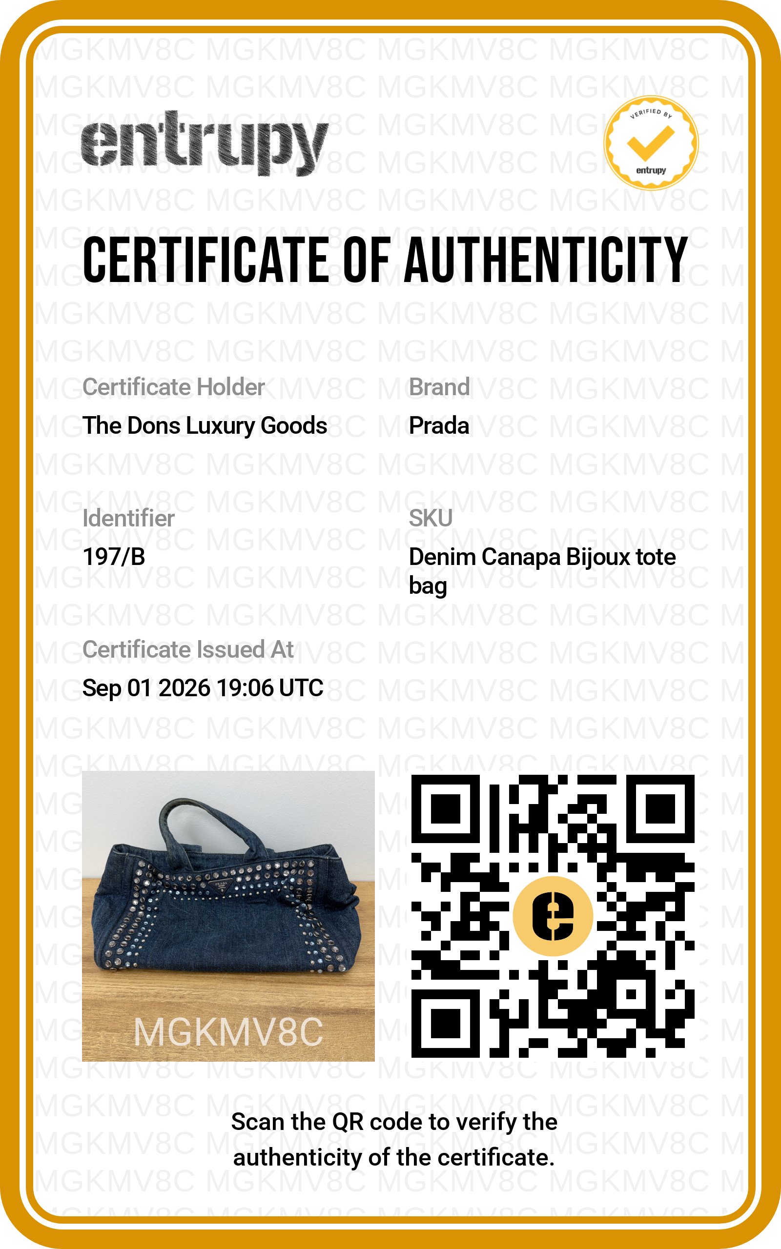 Entrupy certificate
