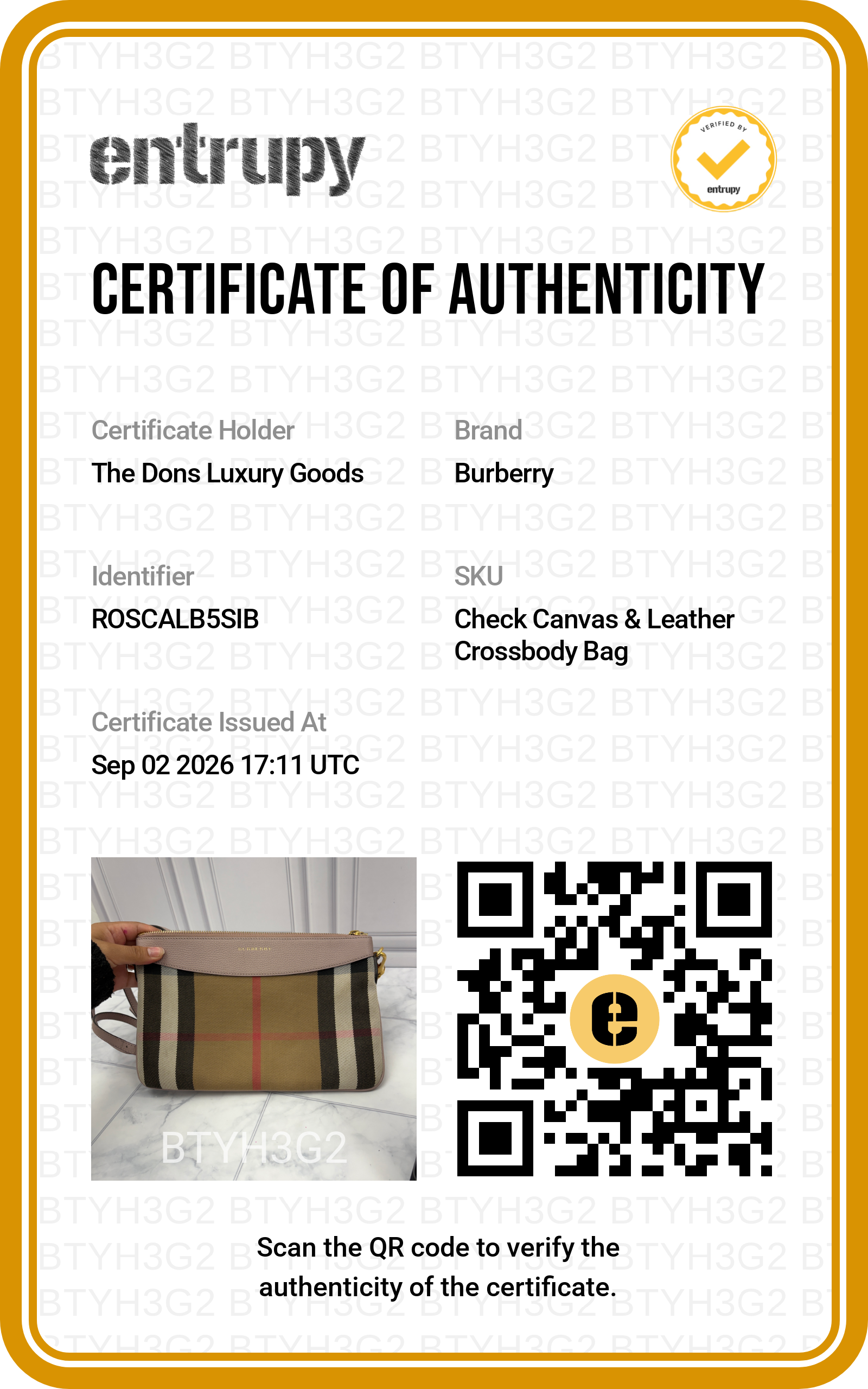 Entrupy certificate
