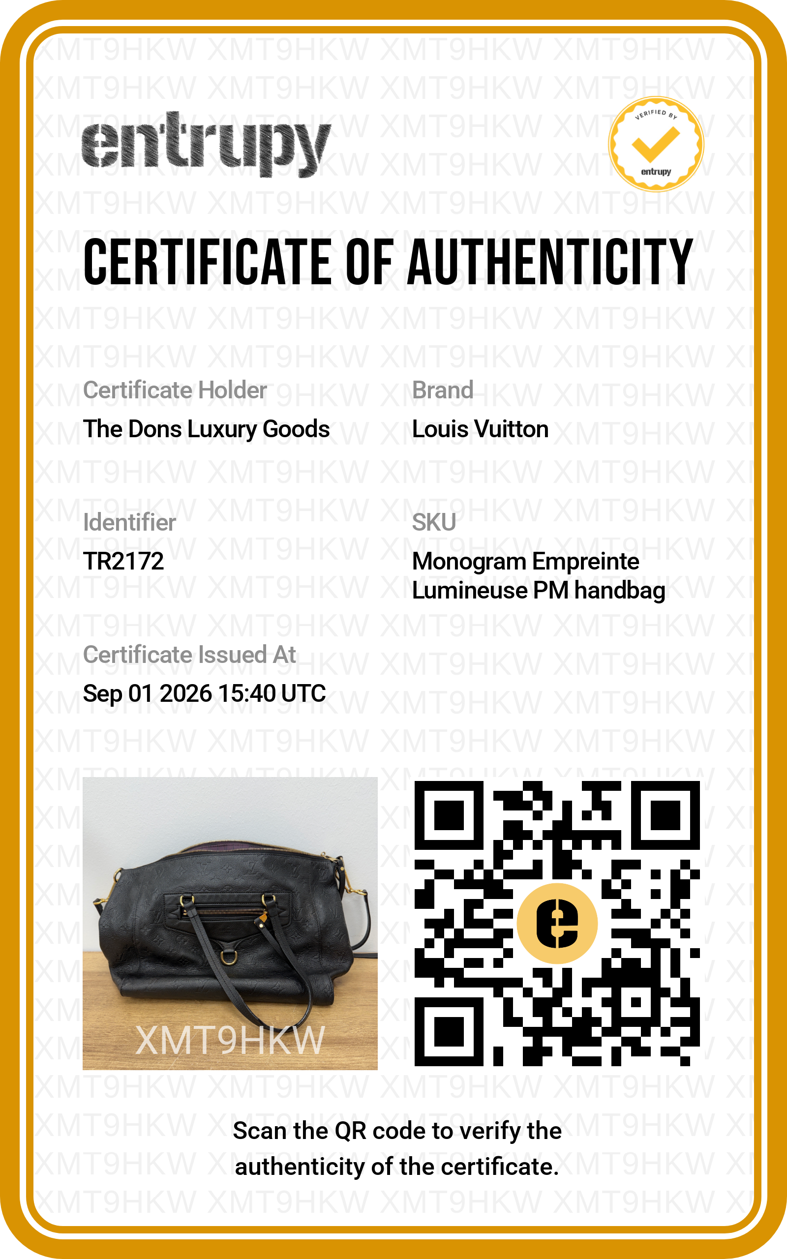Entrupy certificate